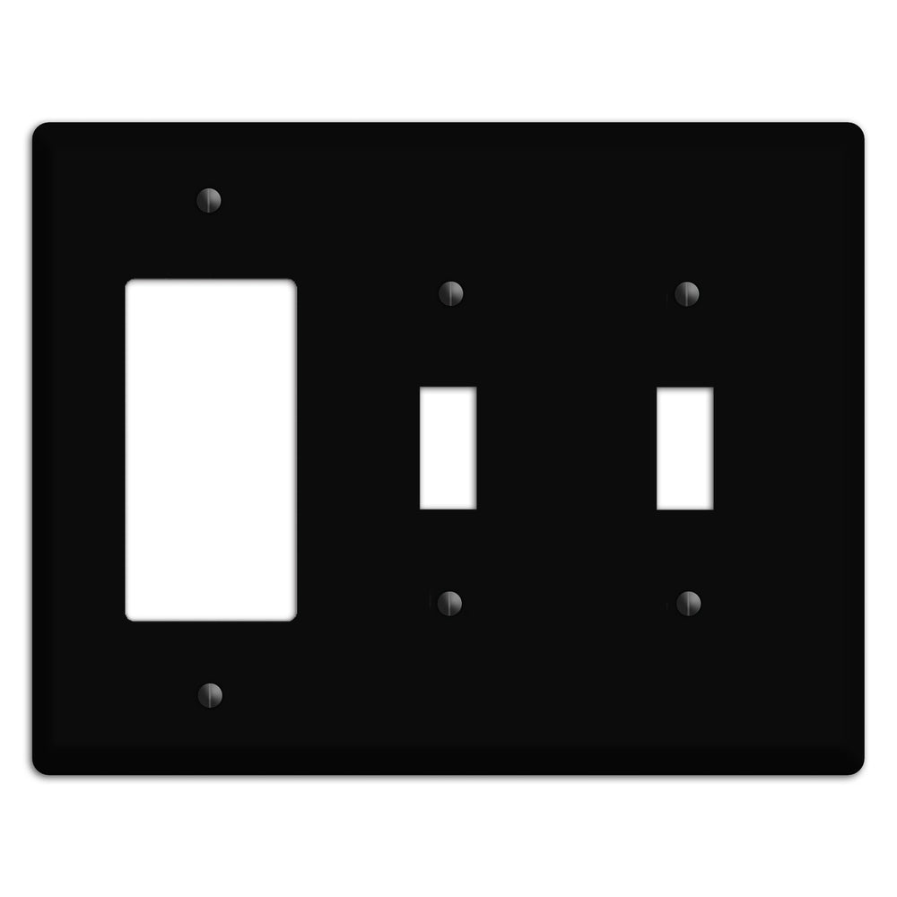 Satin Black Metal Rocker / 2 Toggle Wallplate