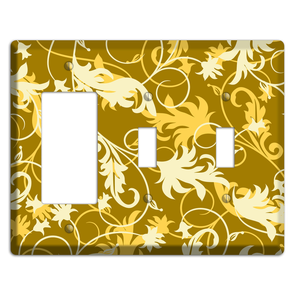 Brown and Tan Victorian Sprig Rocker / 2 Toggle Wallplate