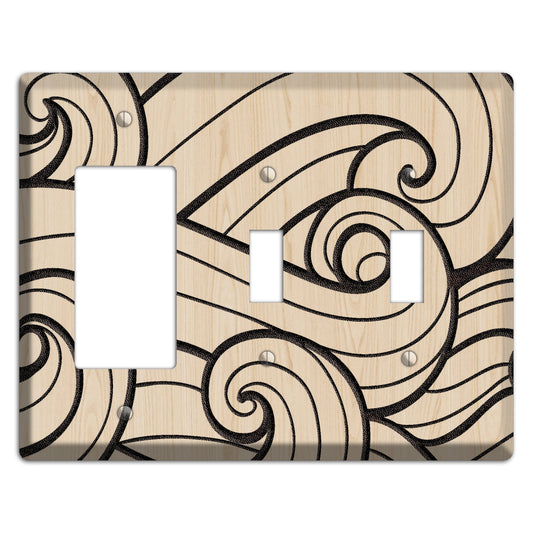 Abstract Curl Wood Lasered Rocker / 2 Toggle Wallplate