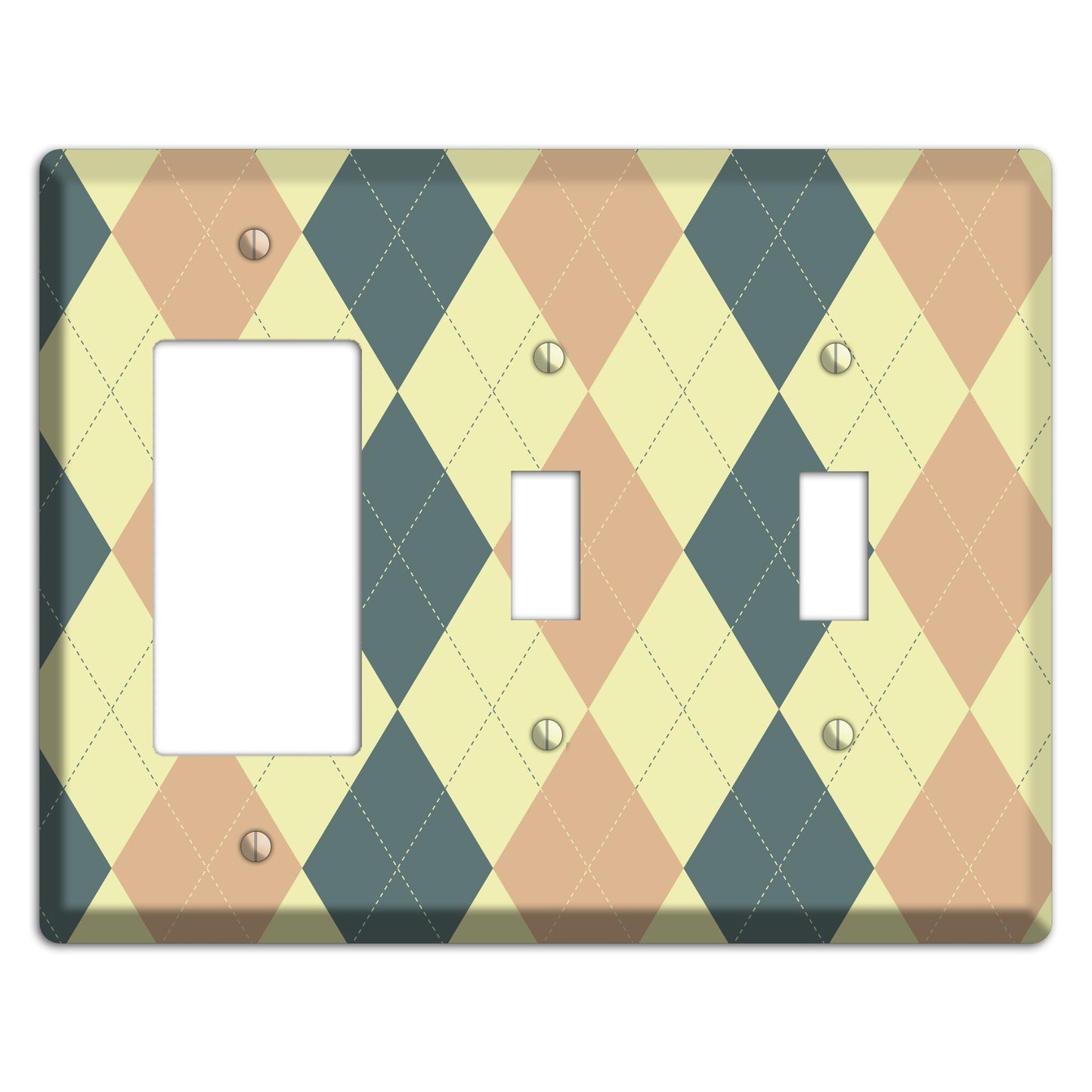 Yellow and Beige Argyle Rocker / 2 Toggle Wallplate