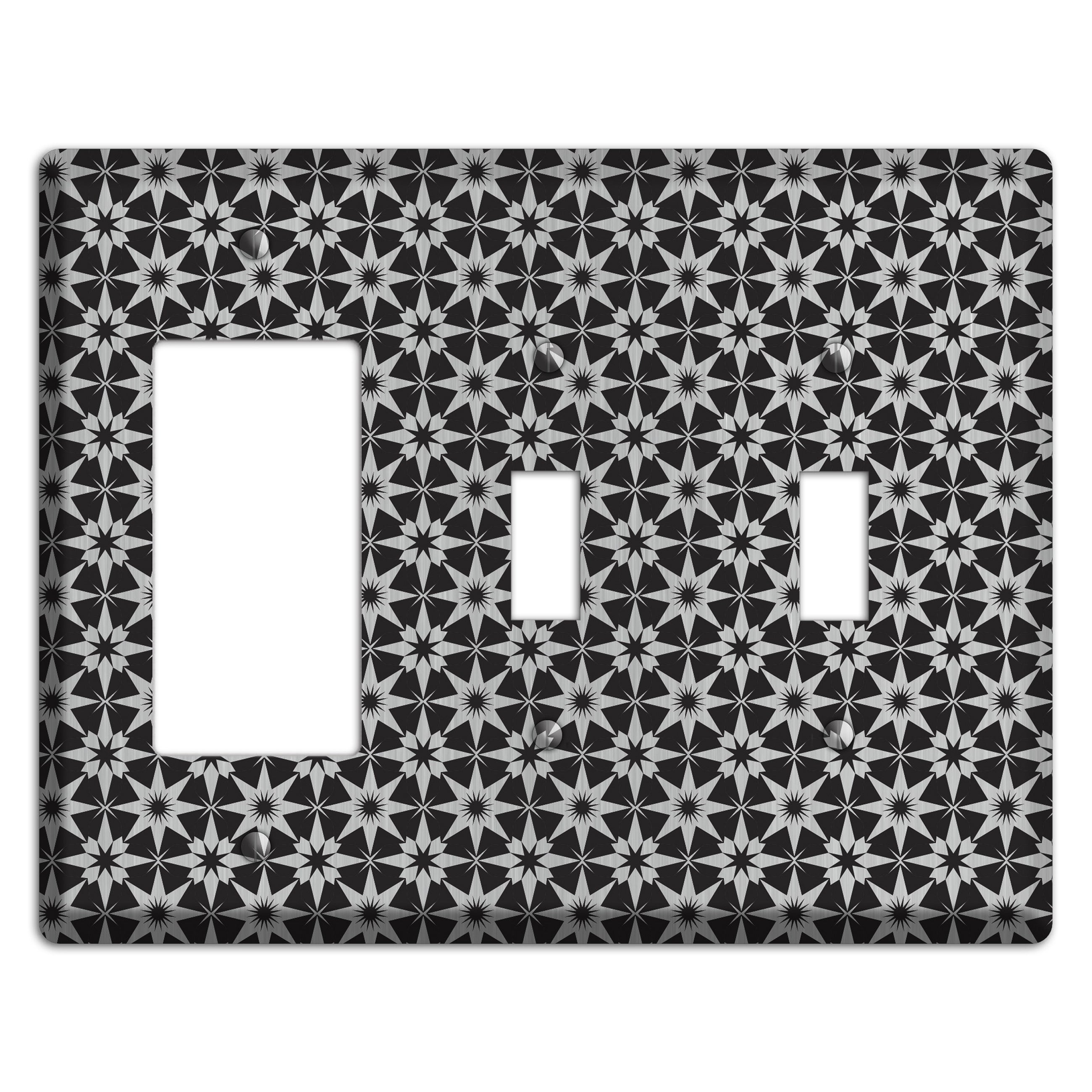 Black with Stainless Foulard Rocker / 2 Toggle Wallplate