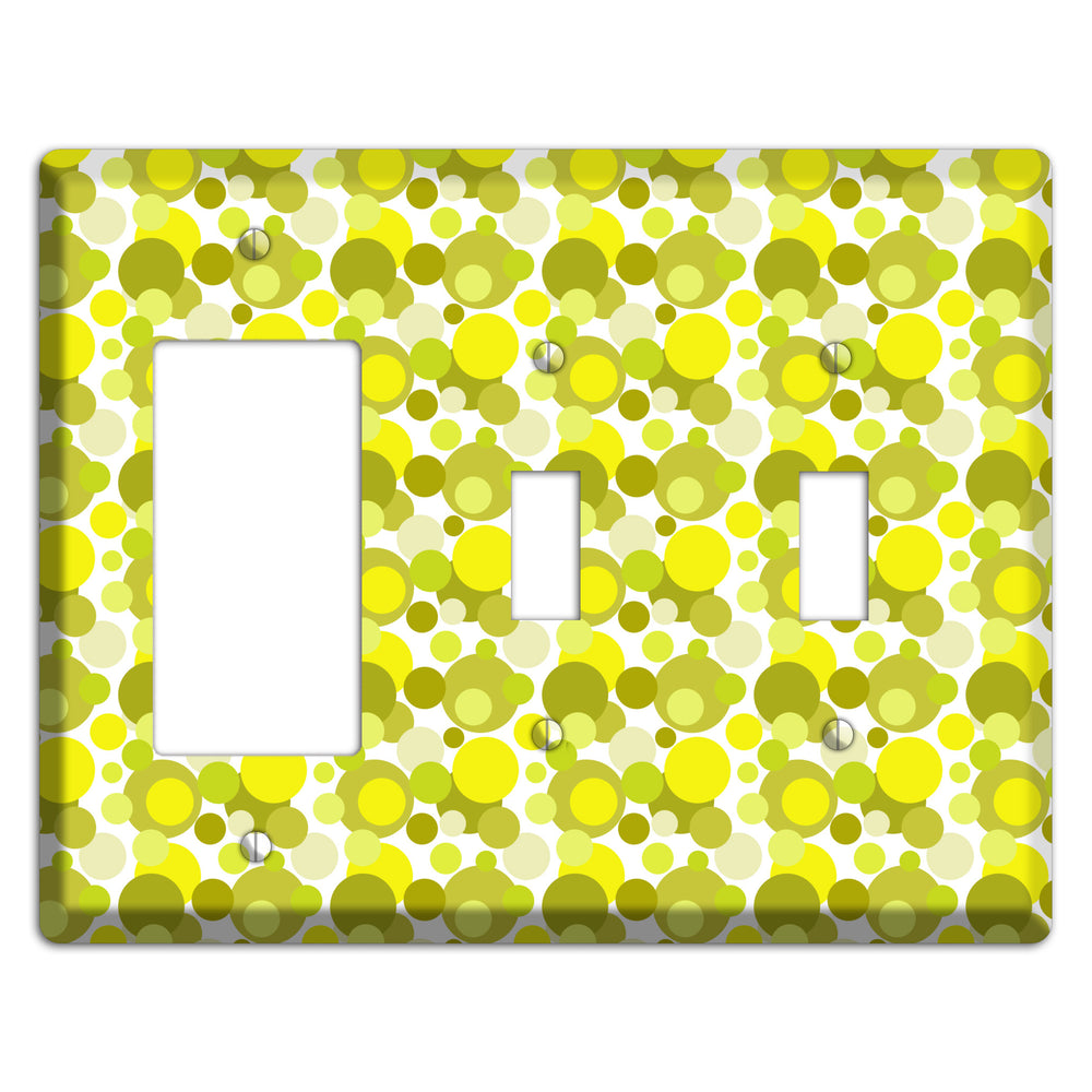 Multi Olive Bubble Dots Rocker / 2 Toggle Wallplate