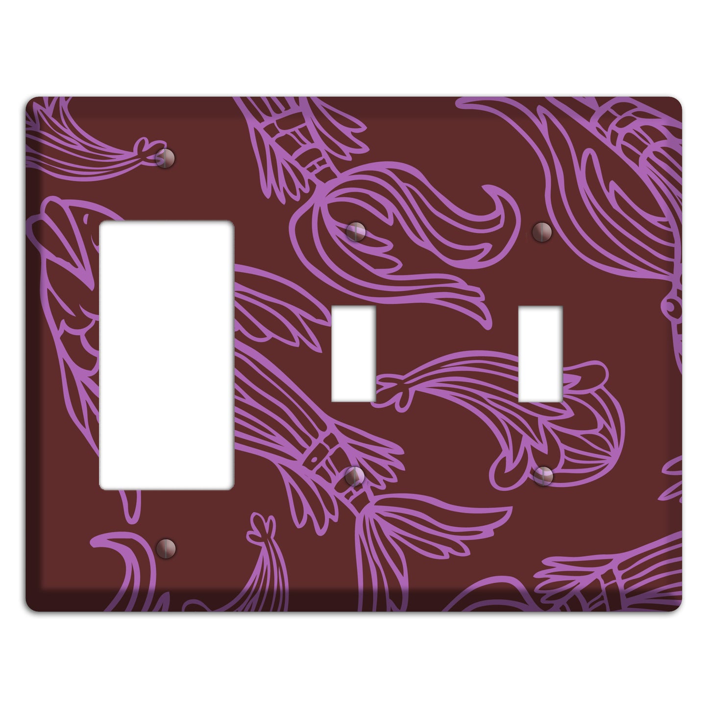 Purple and Pink Koi Rocker / 2 Toggle Wallplate