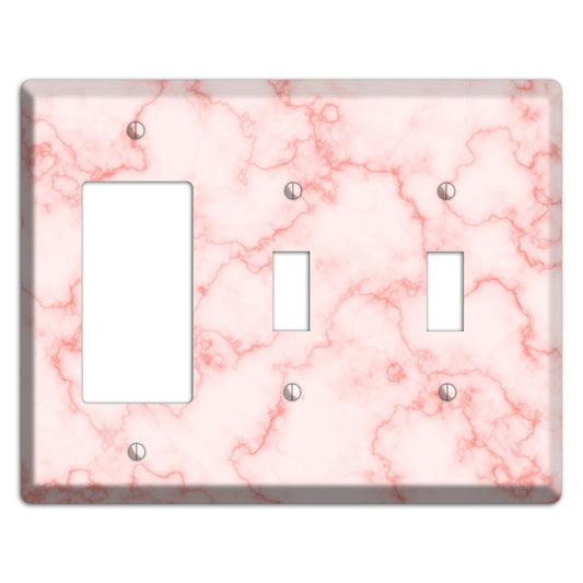Pink Stained Marble Rocker / 2 Toggle Wallplate
