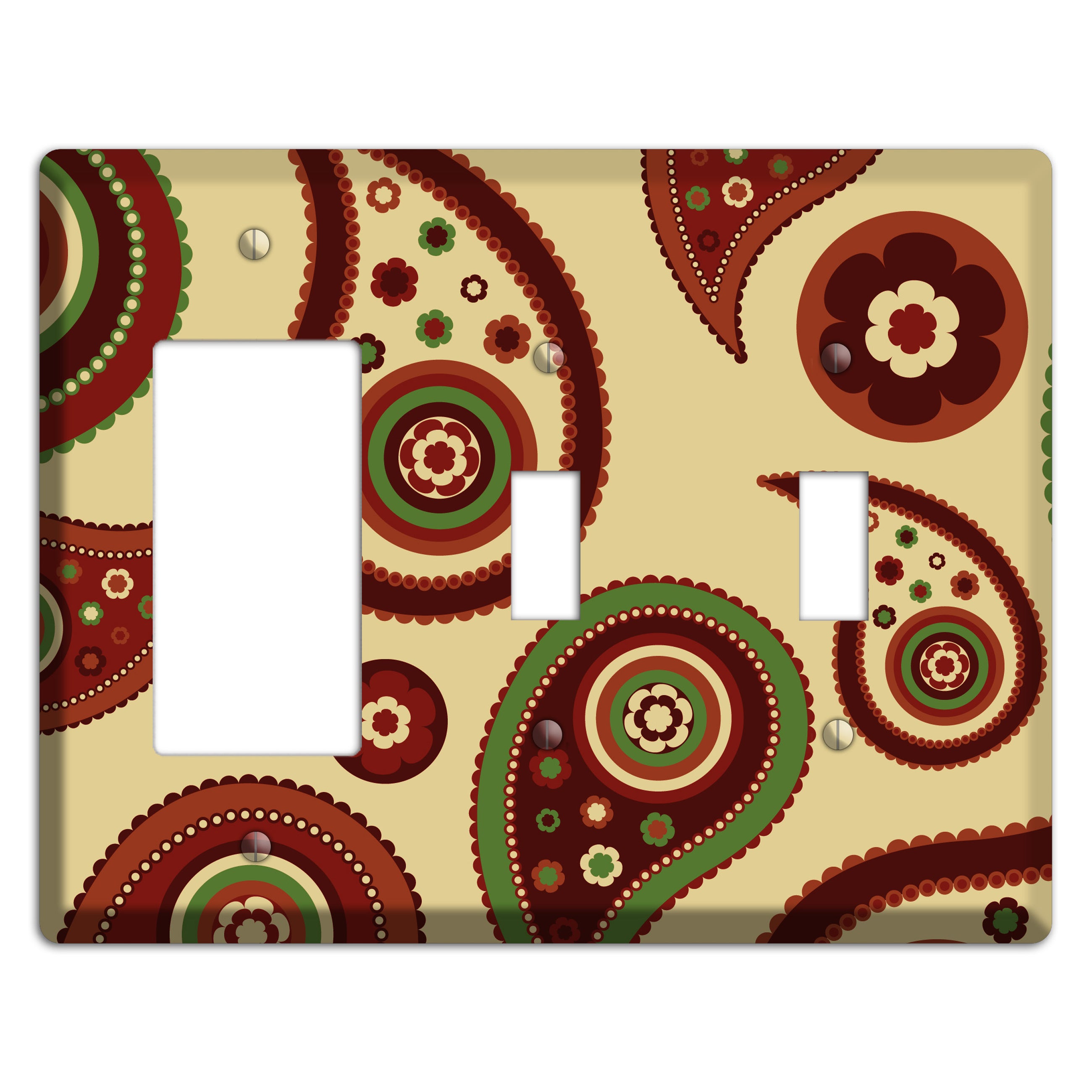 Beige Paisley Rocker / 2 Toggle Wallplate