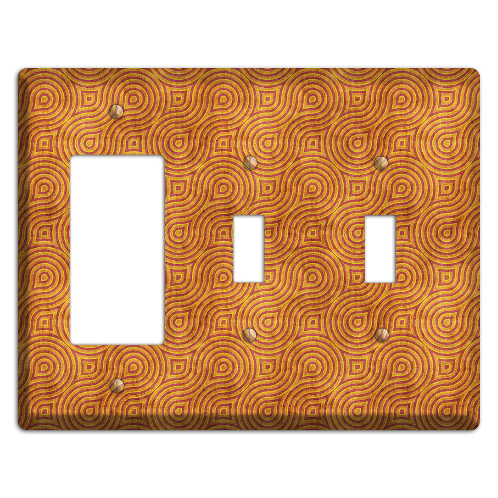 Red and Orange Swirl Rocker / 2 Toggle Wallplate