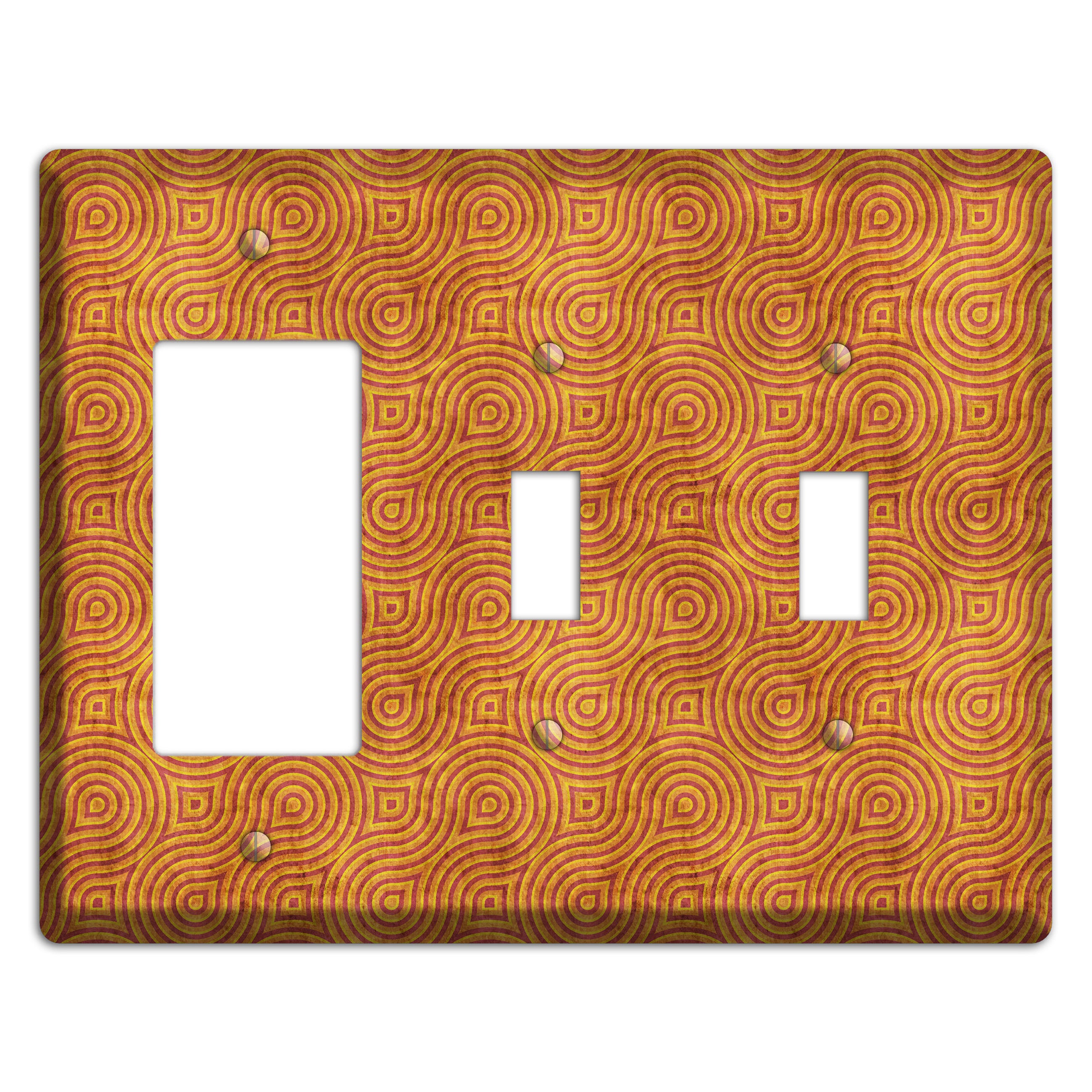 Red and Orange Swirl Rocker / 2 Toggle Wallplate