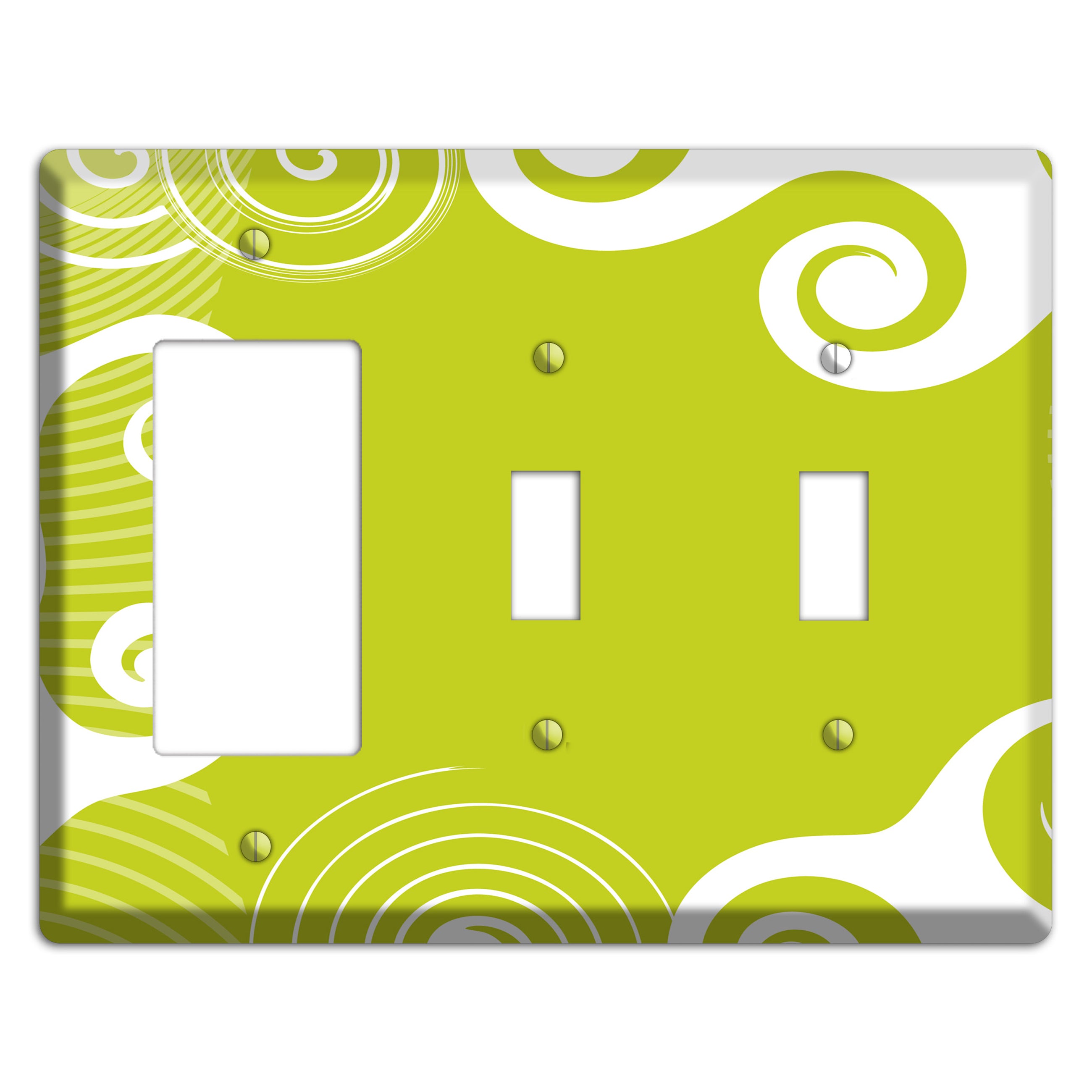 Abstract Green Rocker / 2 Toggle Wallplate
