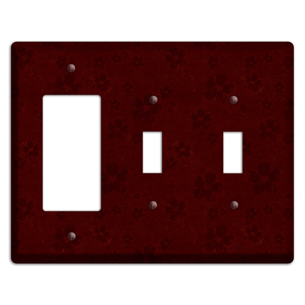 Maroon Grunge Suzani 2 Rocker / 2 Toggle Wallplate