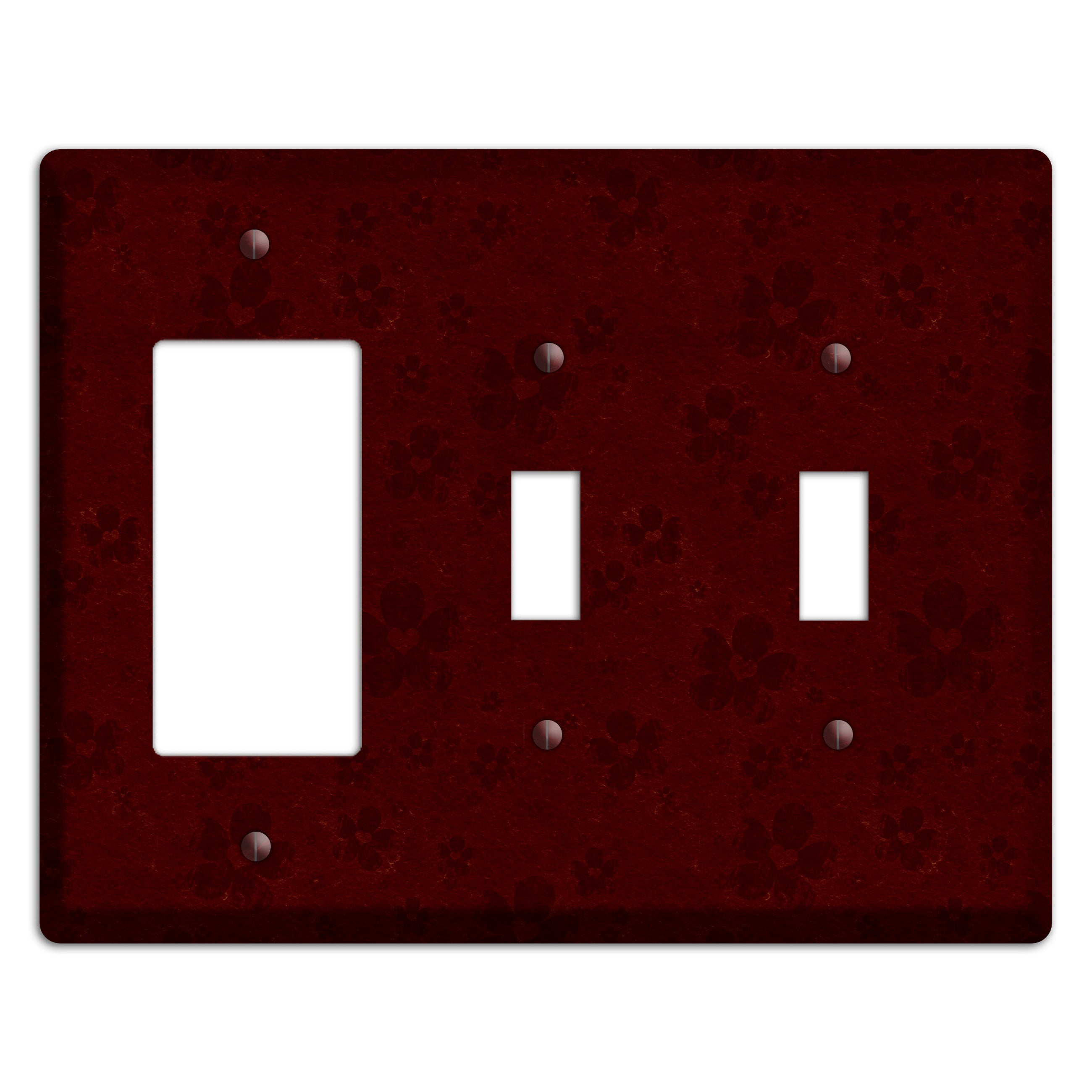 Maroon Grunge Suzani 2 Rocker / 2 Toggle Wallplate