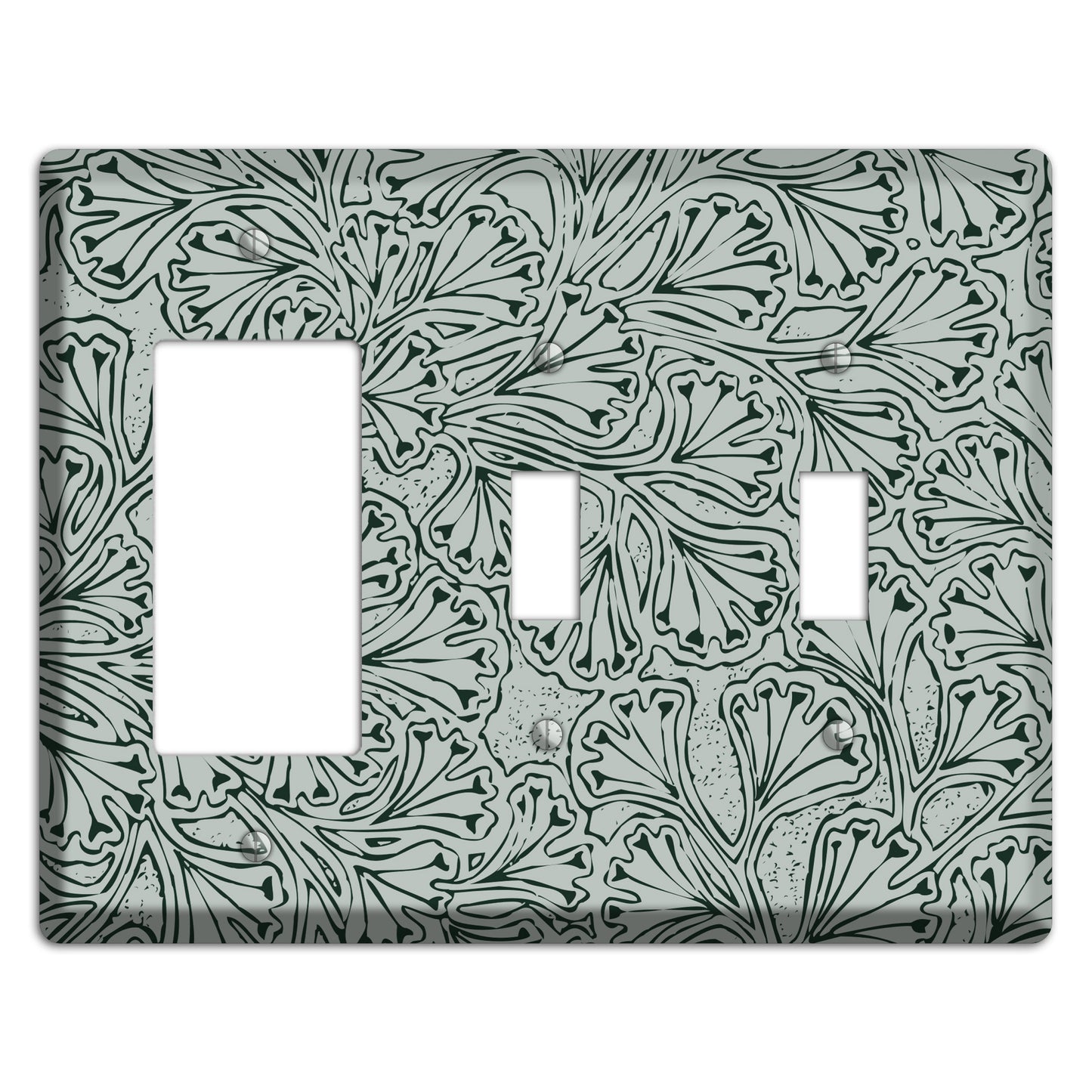 Deco Grey Interlocking Floral Rocker / 2 Toggle Wallplate