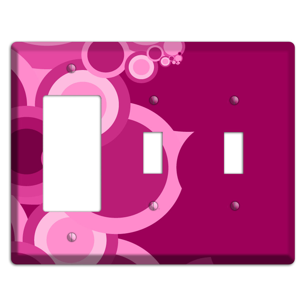 Pink and Fuschia Circles Rocker / 2 Toggle Wallplate