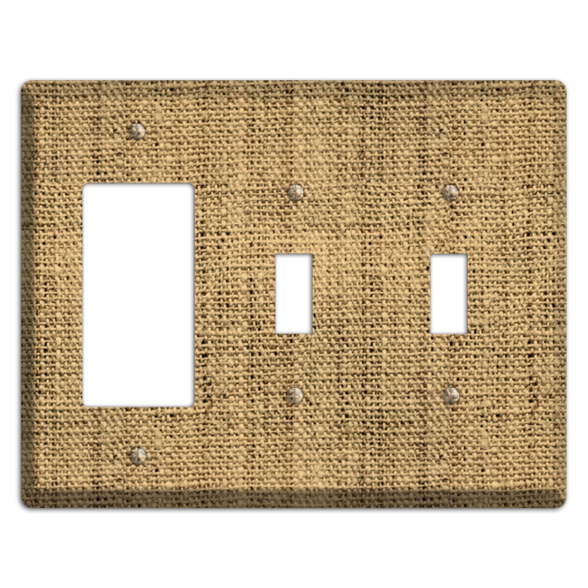 Teak Burlap Rocker / 2 Toggle Wallplate