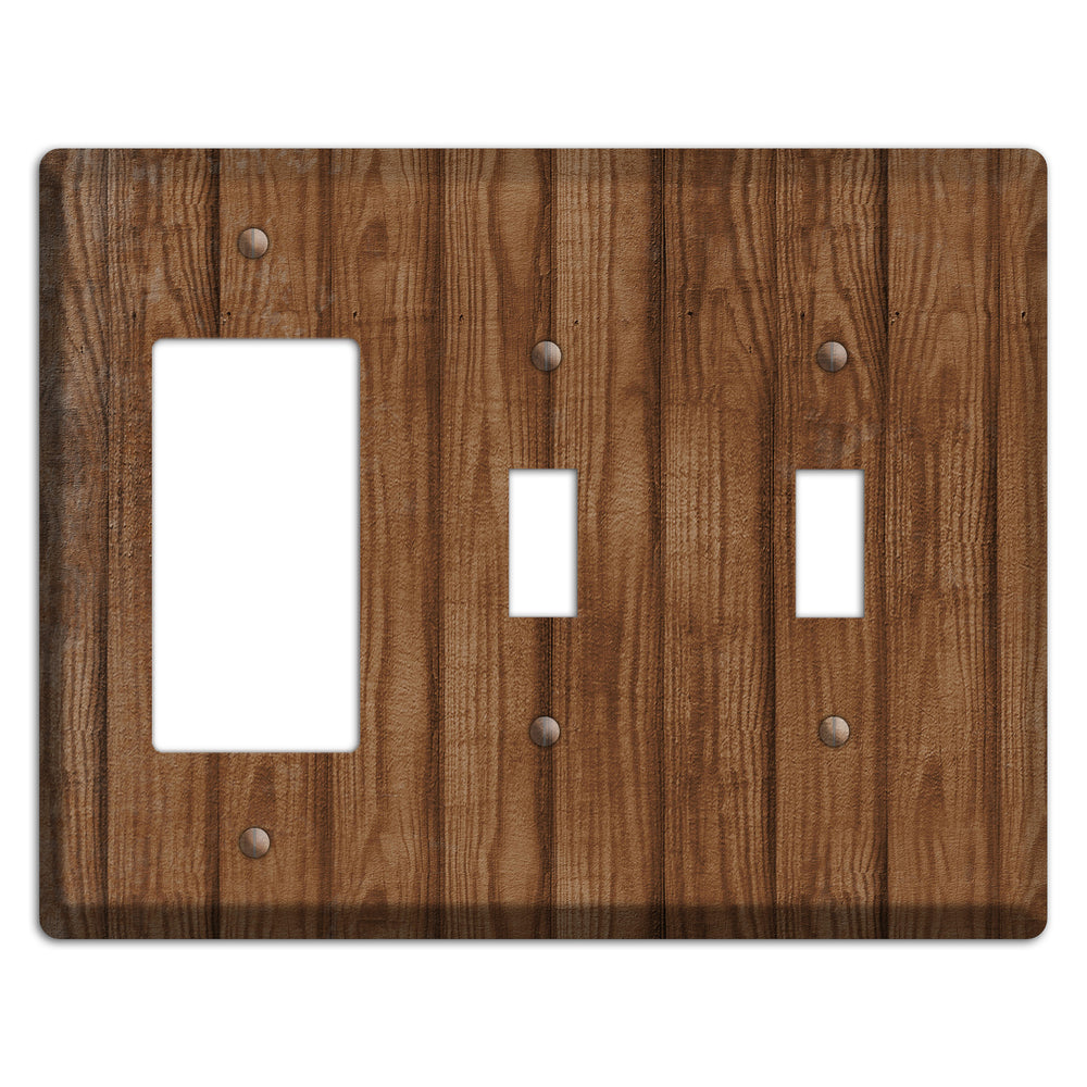 Old Copper Weathered Wood Rocker / 2 Toggle Wallplate