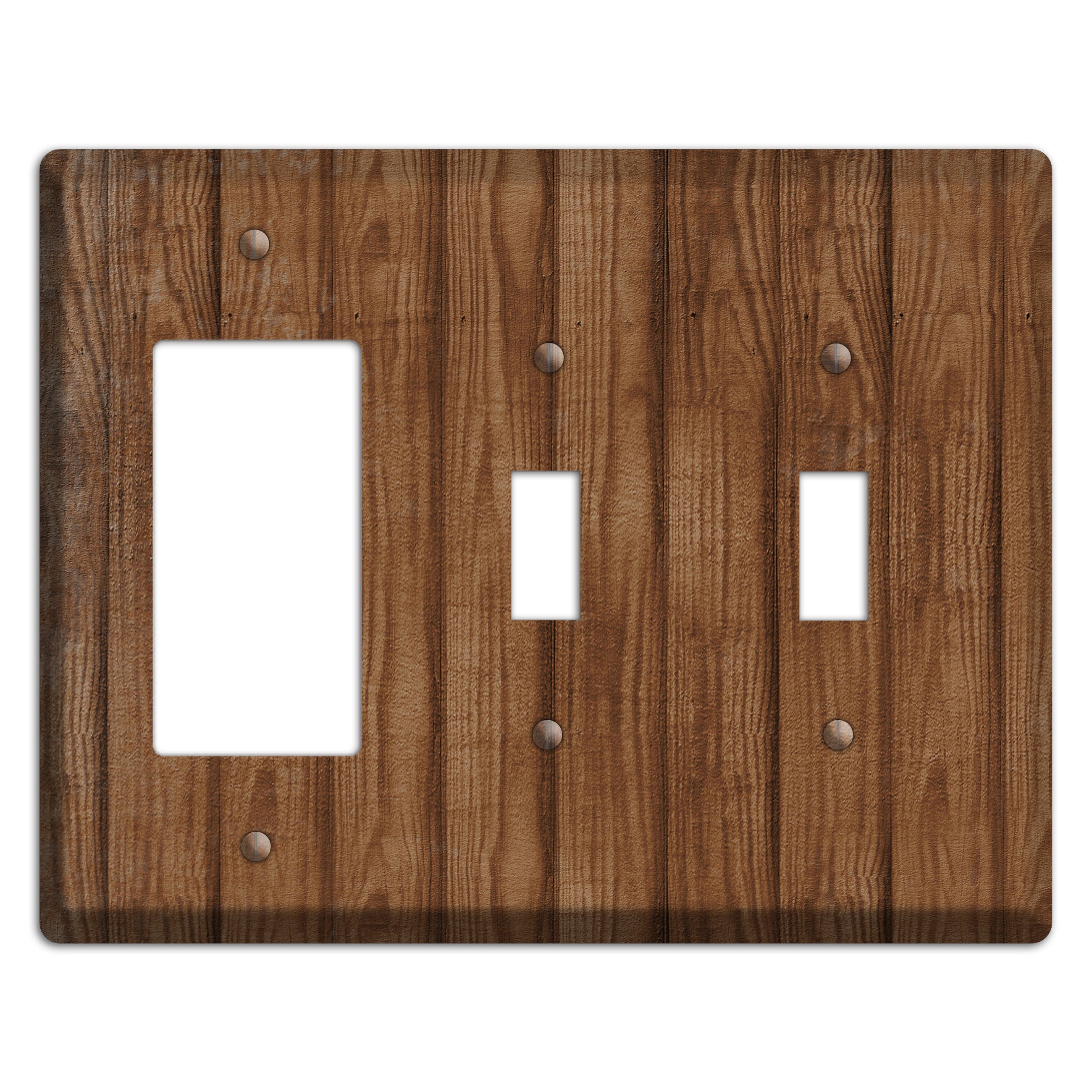 Old Copper Weathered Wood Rocker / 2 Toggle Wallplate
