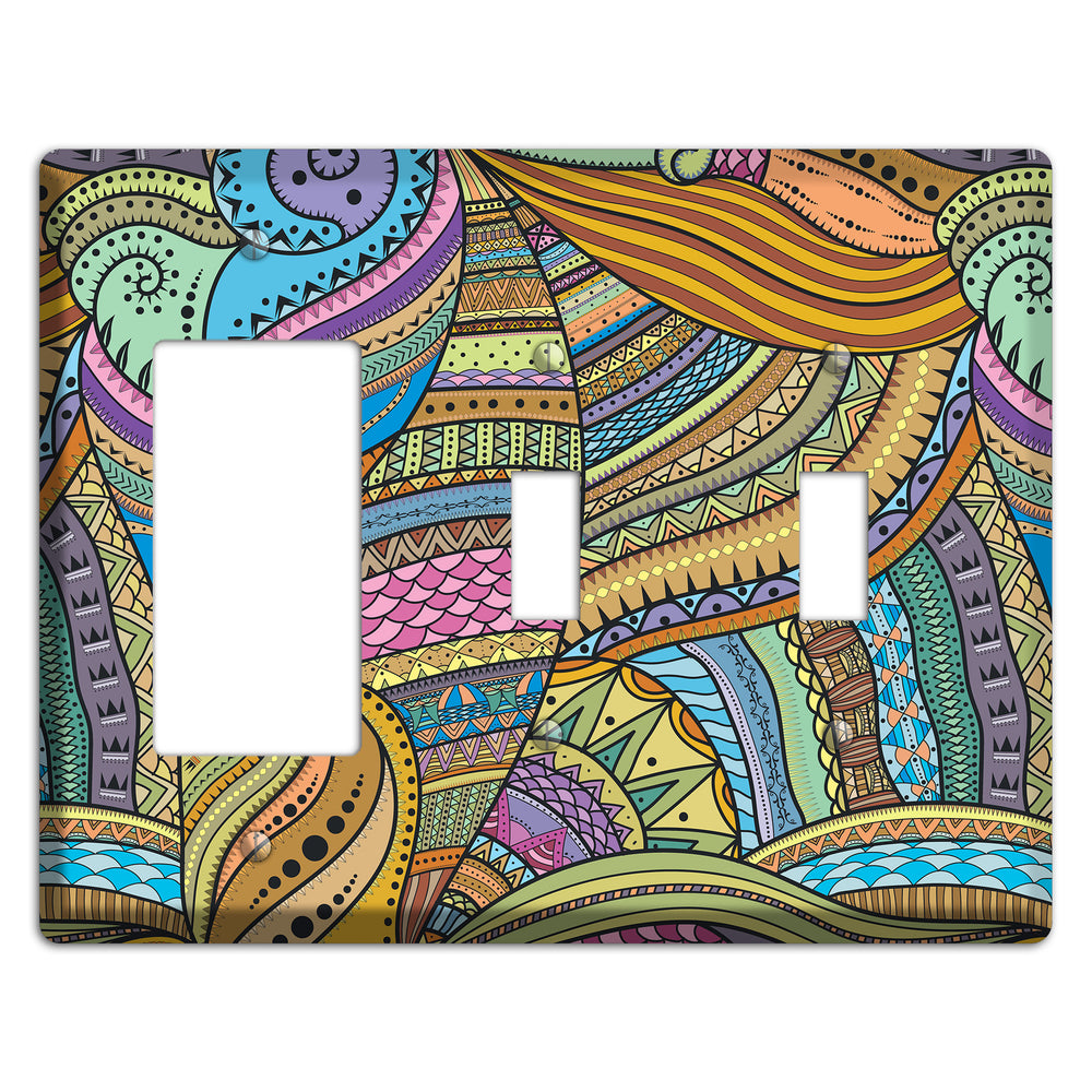 Retro Flourish 6 Rocker / 2 Toggle Wallplate