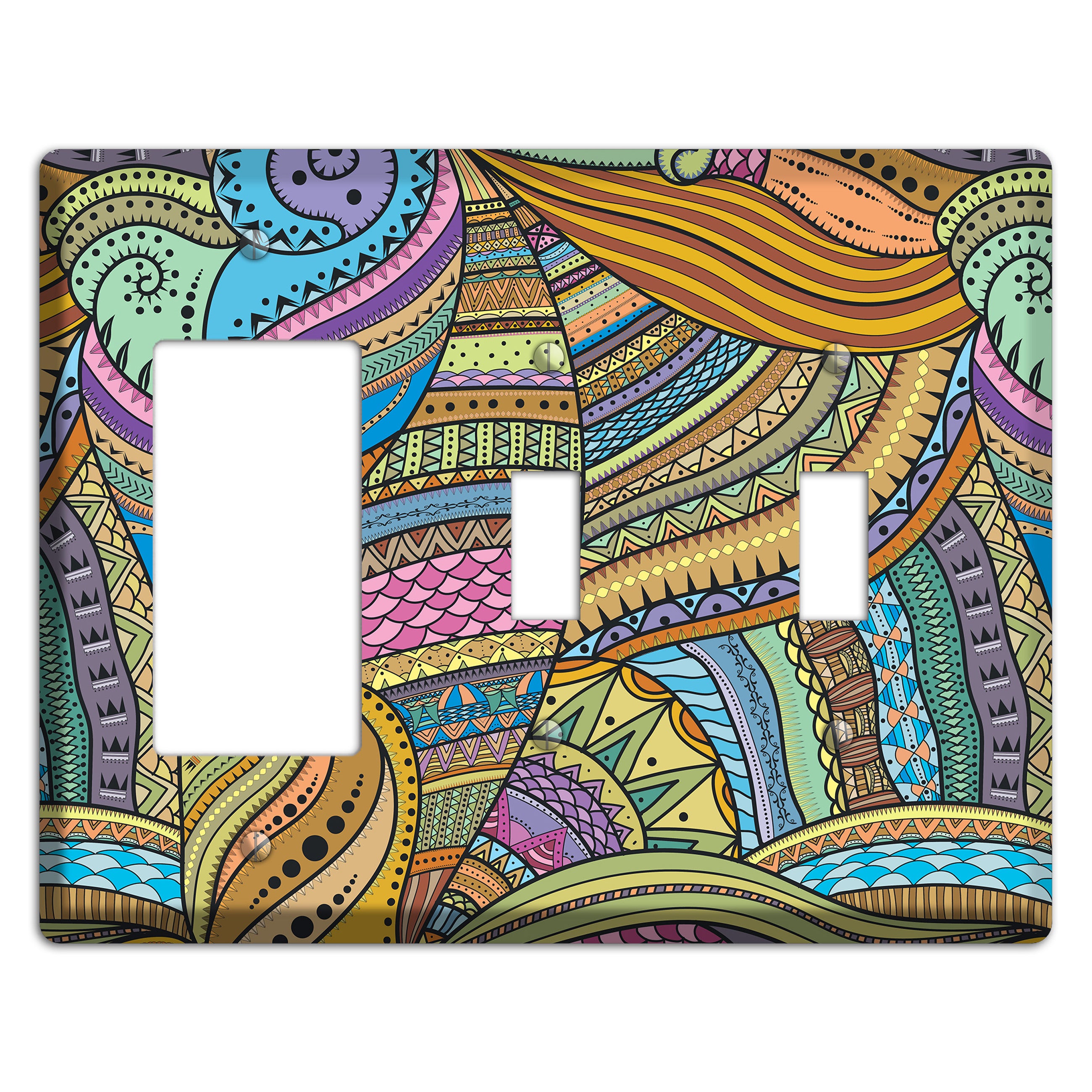 Retro Flourish 6 Rocker / 2 Toggle Wallplate
