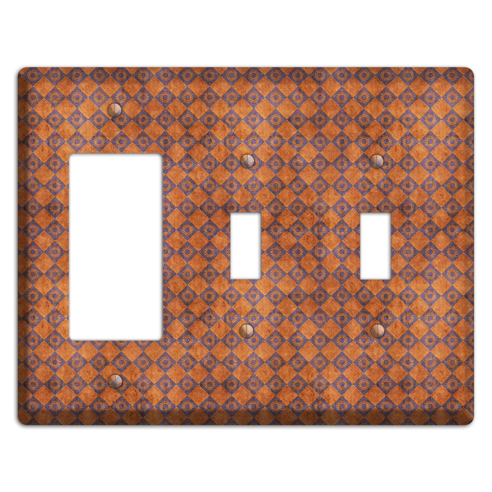 Red Diamond Circles 2 Rocker / 2 Toggle Wallplate