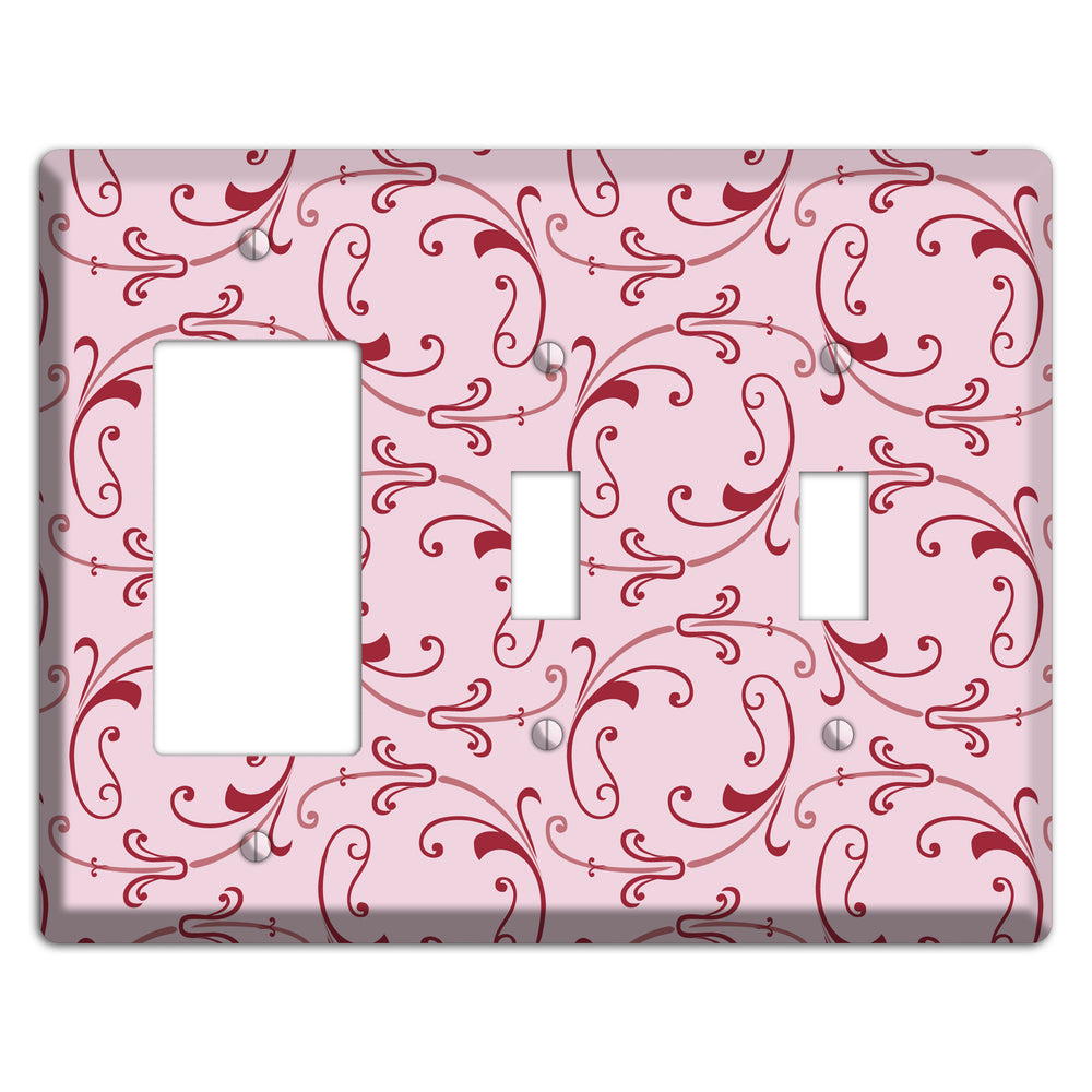 Pink Victorian Sprig Rocker / 2 Toggle Wallplate