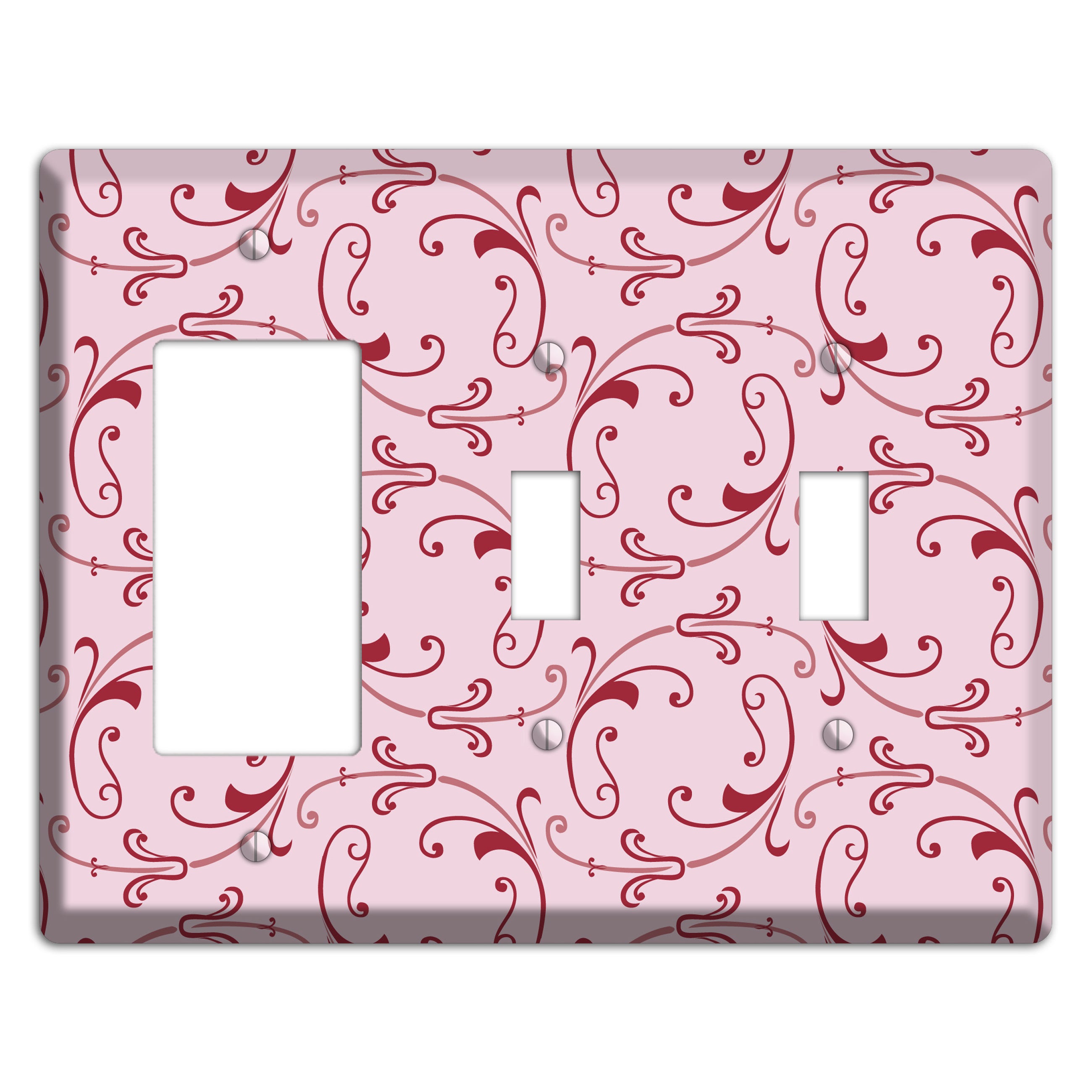 Pink Victorian Sprig Rocker / 2 Toggle Wallplate