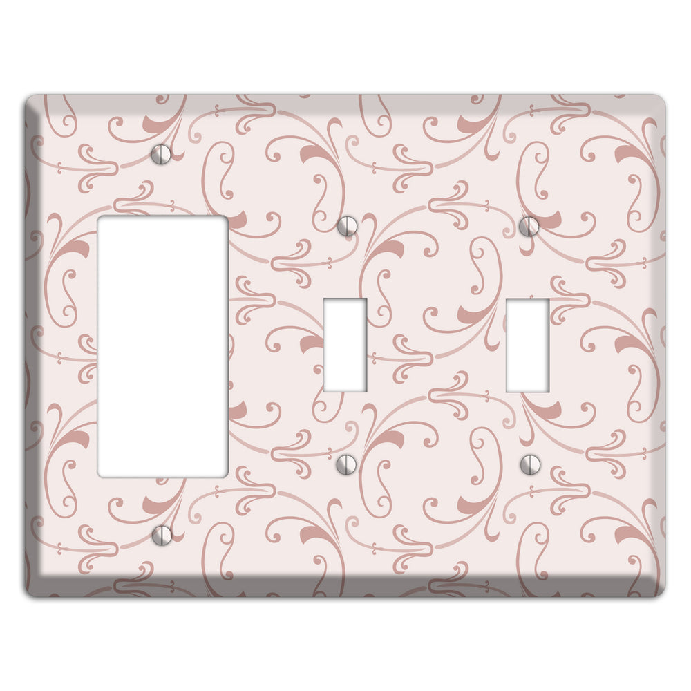 Dusty Rose Victorian Sprig Rocker / 2 Toggle Wallplate