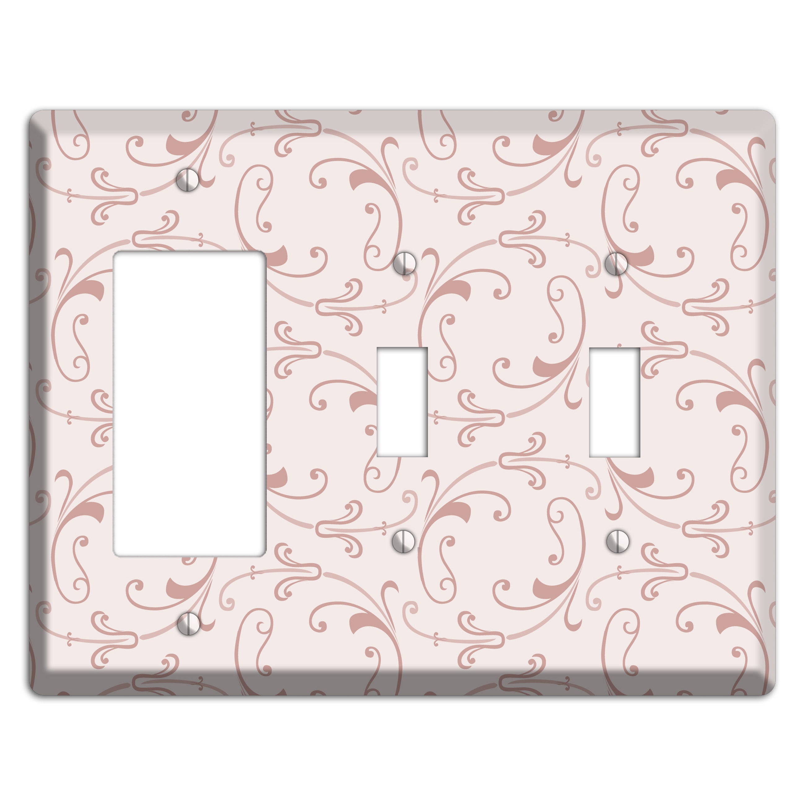 Dusty Rose Victorian Sprig Rocker / 2 Toggle Wallplate