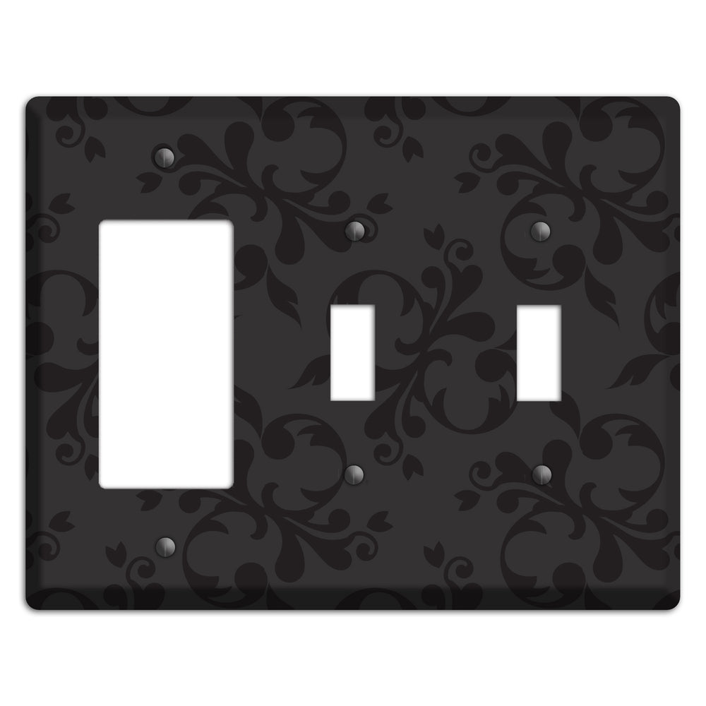 Black Victorian Toile Rocker / 2 Toggle Wallplate