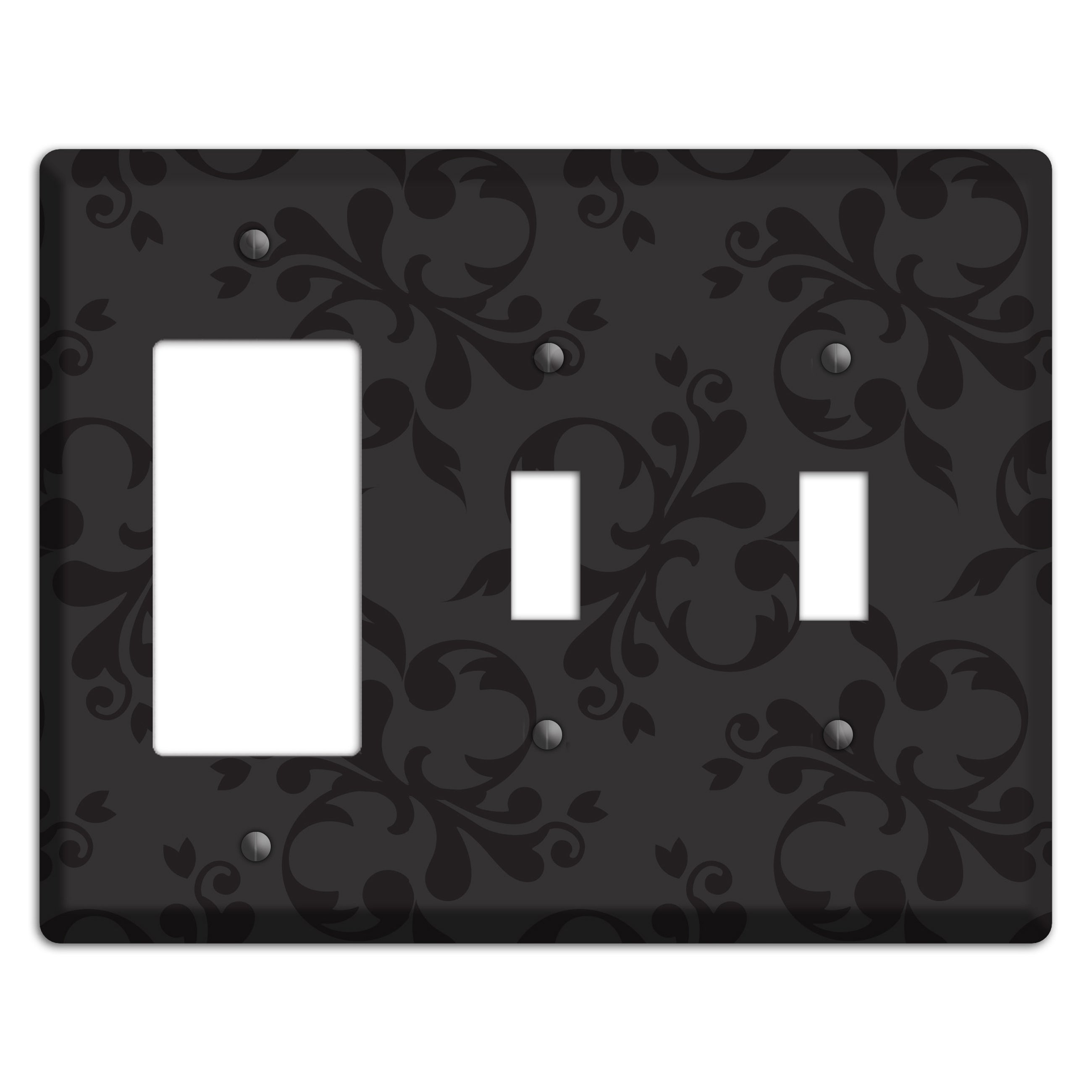 Black Victorian Toile Rocker / 2 Toggle Wallplate