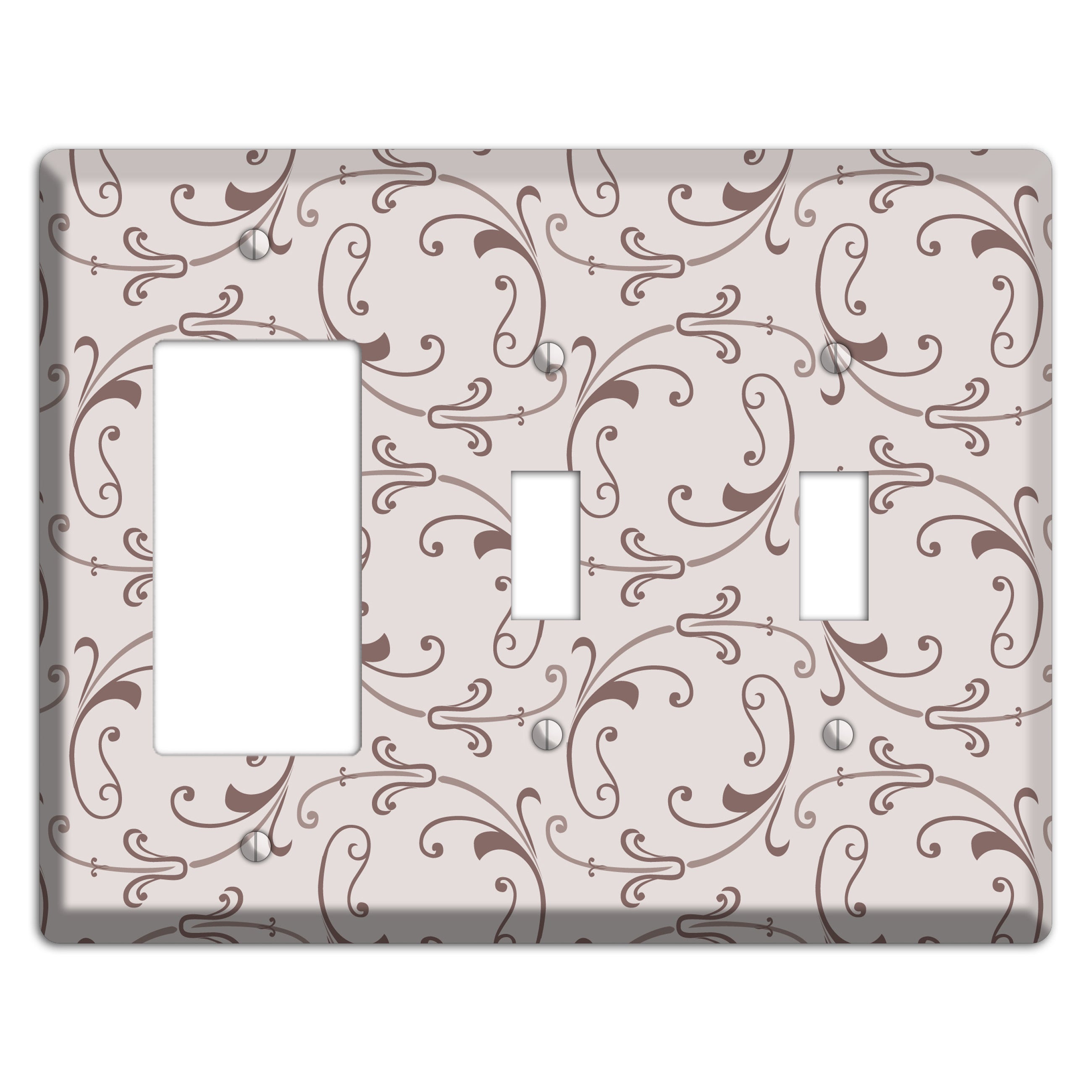 Mauve Victorian Sprig Rocker / 2 Toggle Wallplate