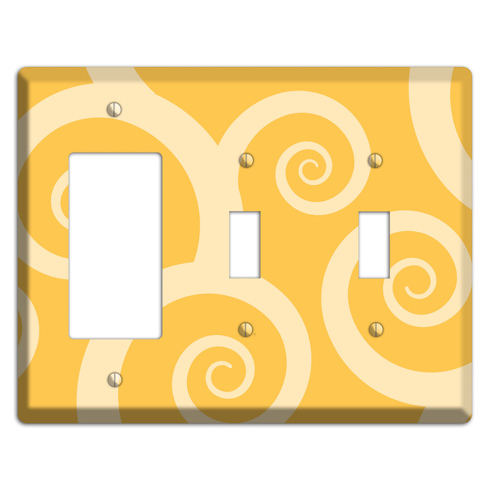 Yellow Tones Large Swirl Rocker / 2 Toggle Wallplate