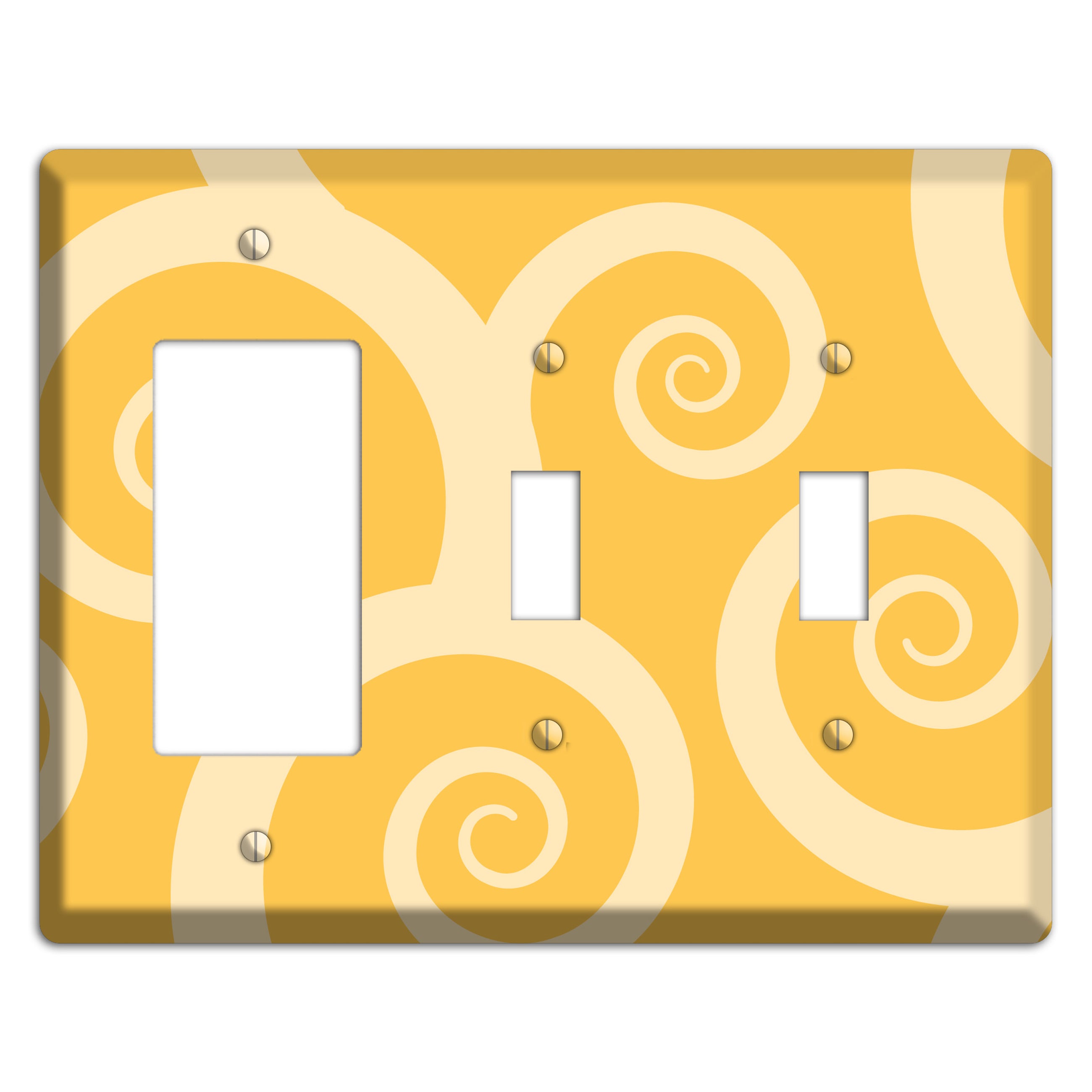 Yellow Tones Large Swirl Rocker / 2 Toggle Wallplate