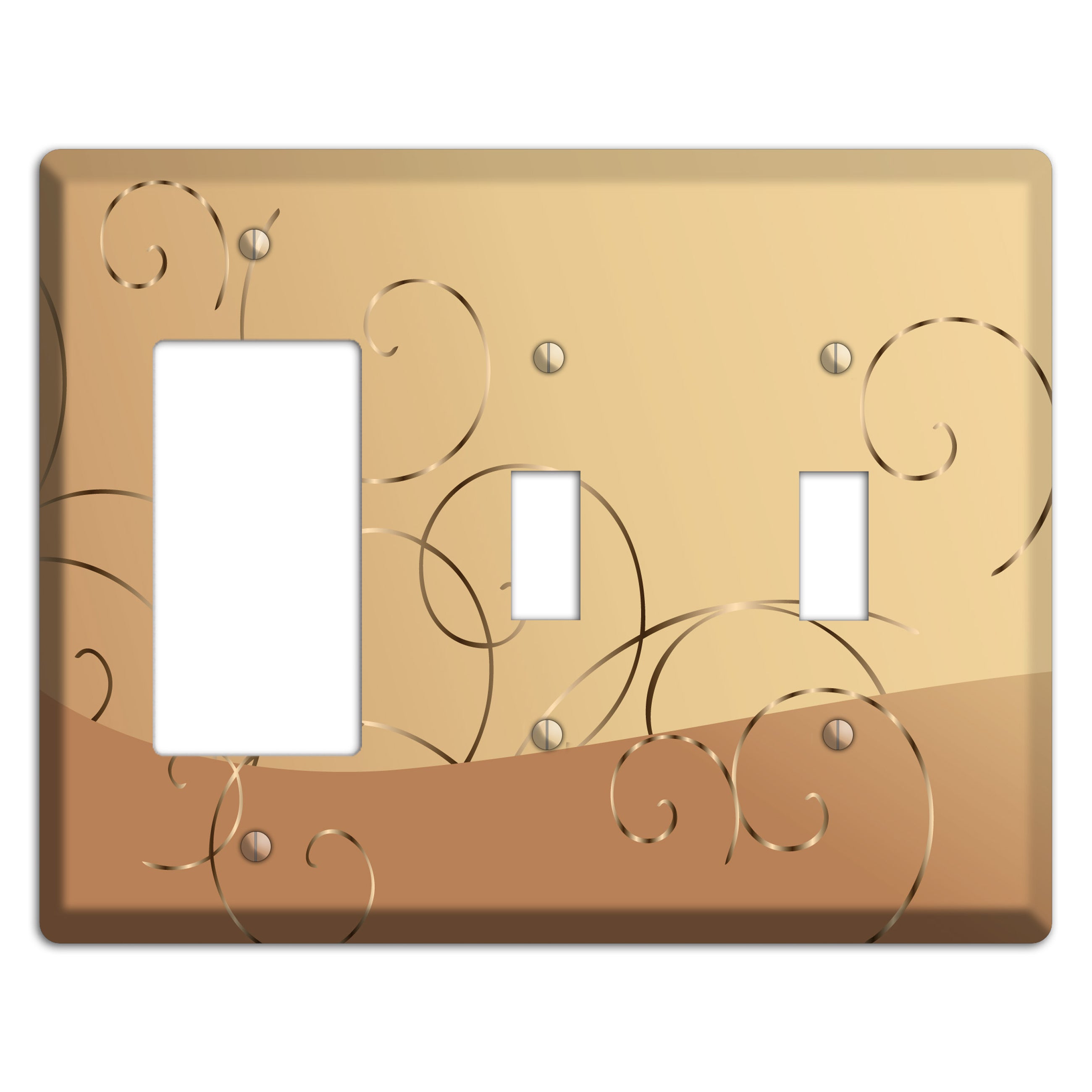 Light Brown and Beige Swirl Rocker / 2 Toggle Wallplate