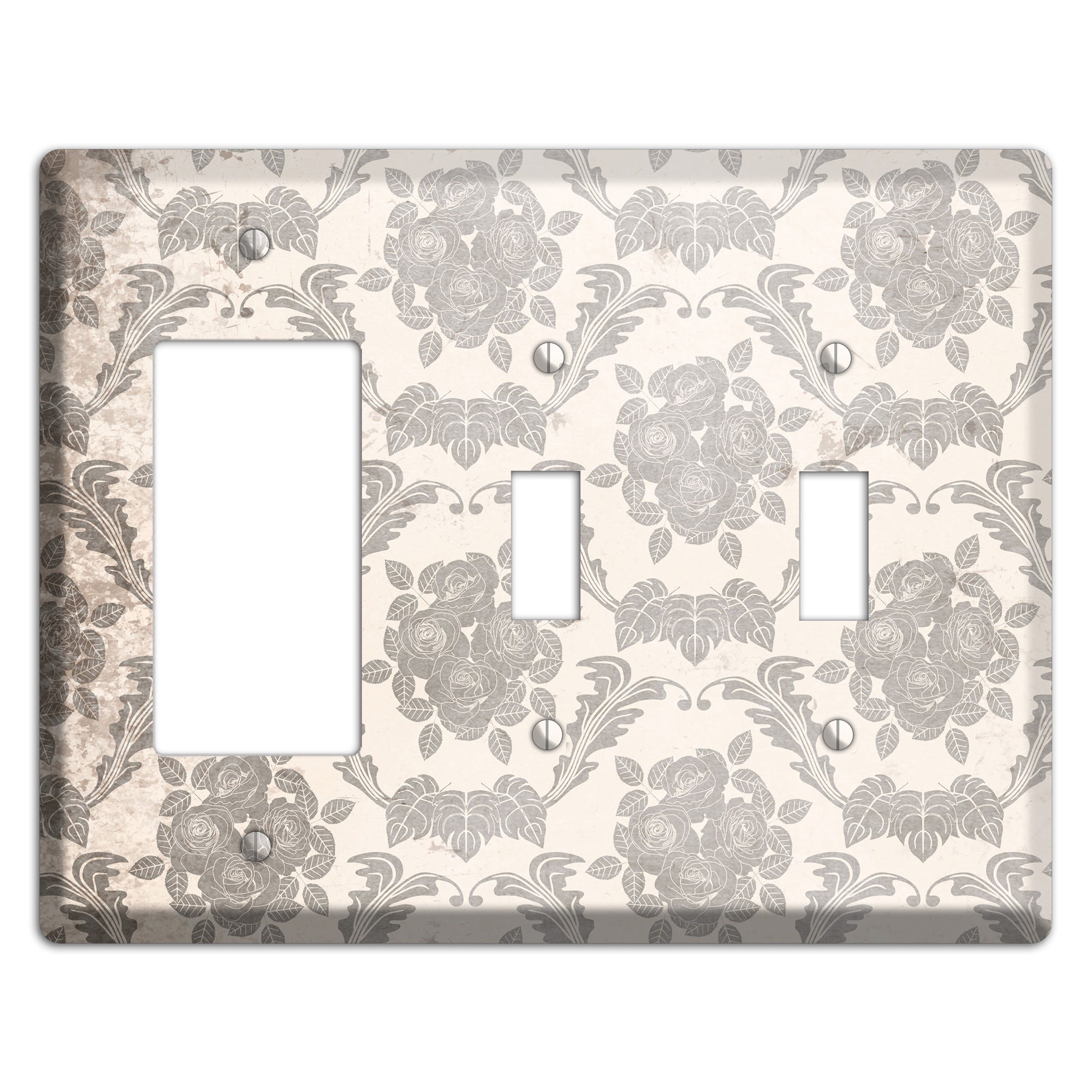 Pearl Bush Vintage Rose Damask Rocker / 2 Toggle Wallplate