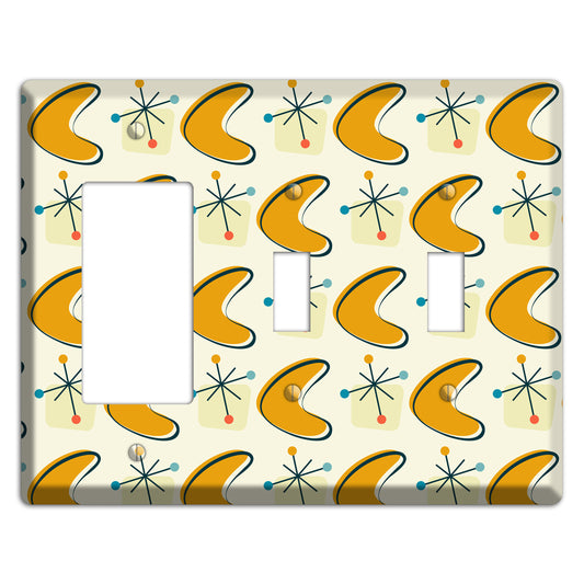 Yellow Boomerang Rocker / 2 Toggle Wallplate