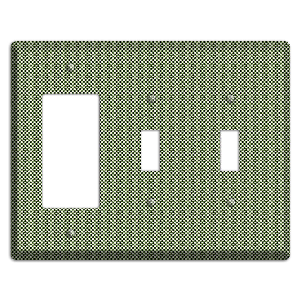 Green Tiny Check Rocker / 2 Toggle Wallplate