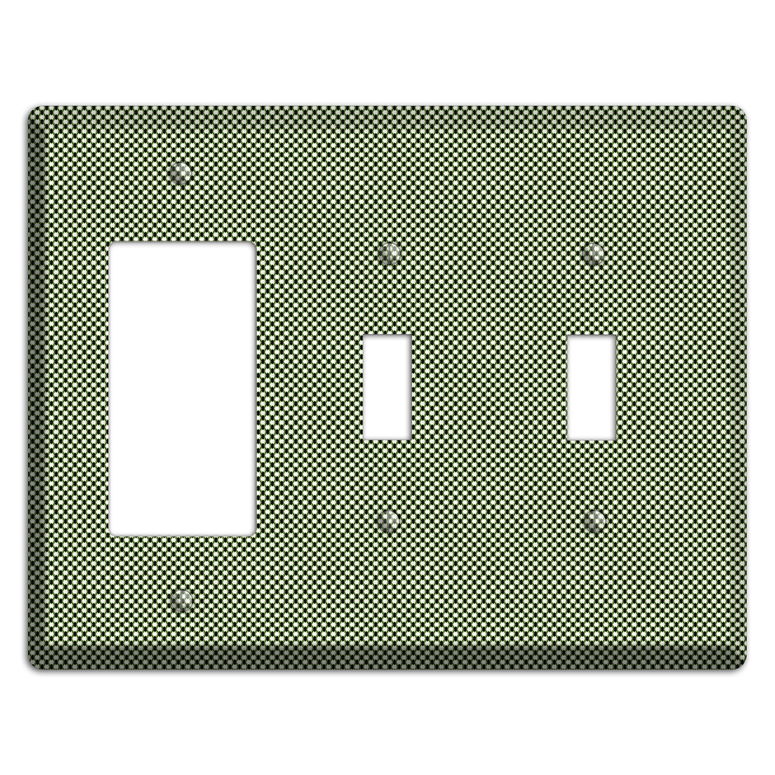 Green Tiny Check Rocker / 2 Toggle Wallplate