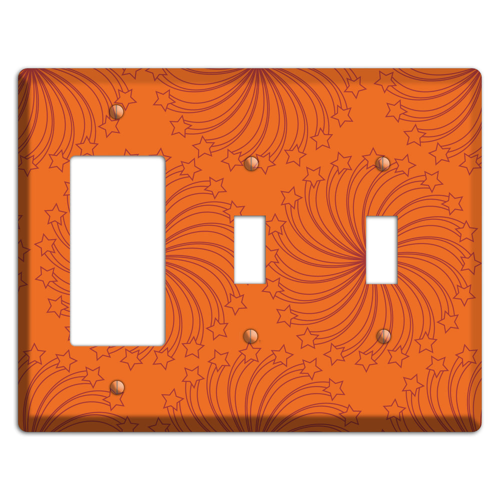 Multi Orange Star Swirl Rocker / 2 Toggle Wallplate