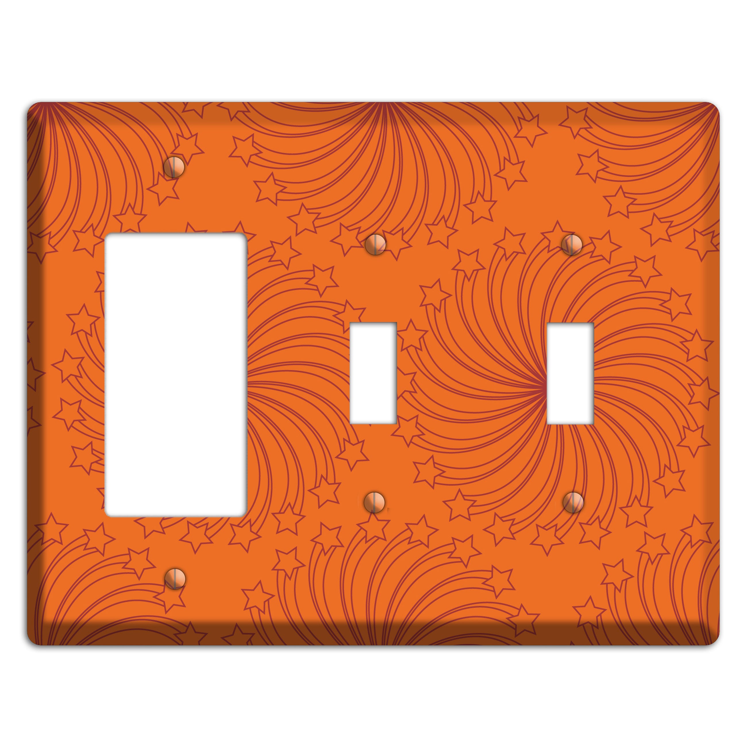 Multi Orange Star Swirl Rocker / 2 Toggle Wallplate