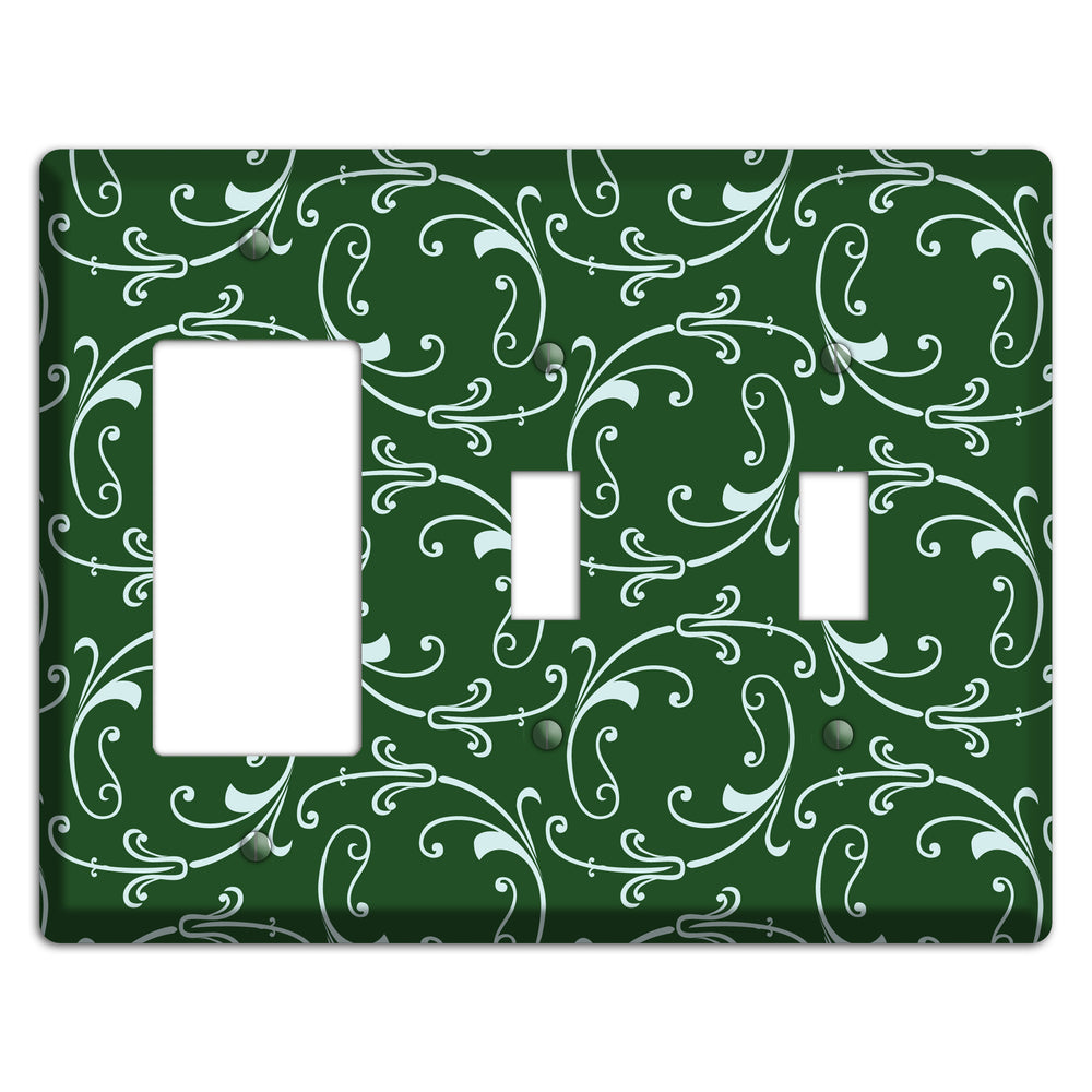 Green Victorian Sprig Rocker / 2 Toggle Wallplate
