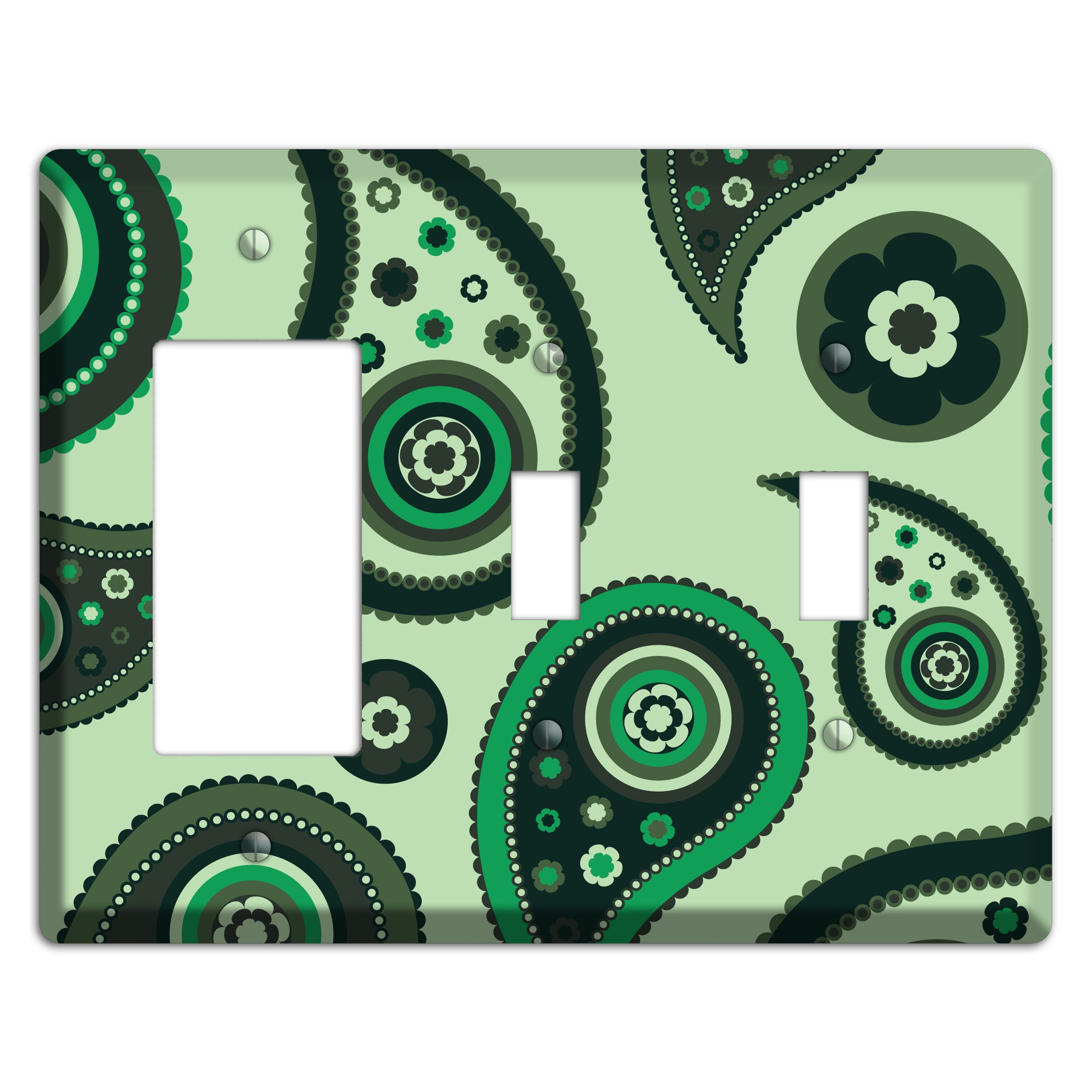 Green Paisley Rocker / 2 Toggle Wallplate