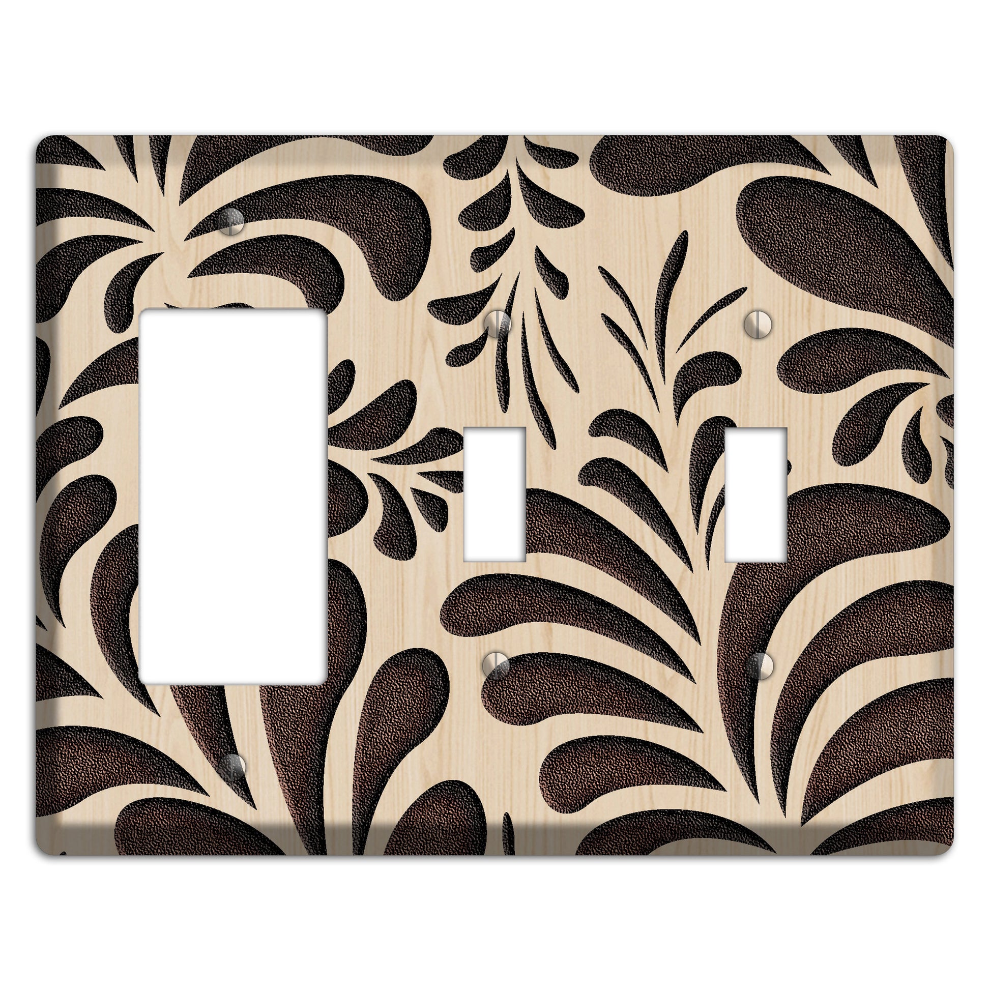 Herati Wood Lasered Rocker / 2 Toggle Wallplate