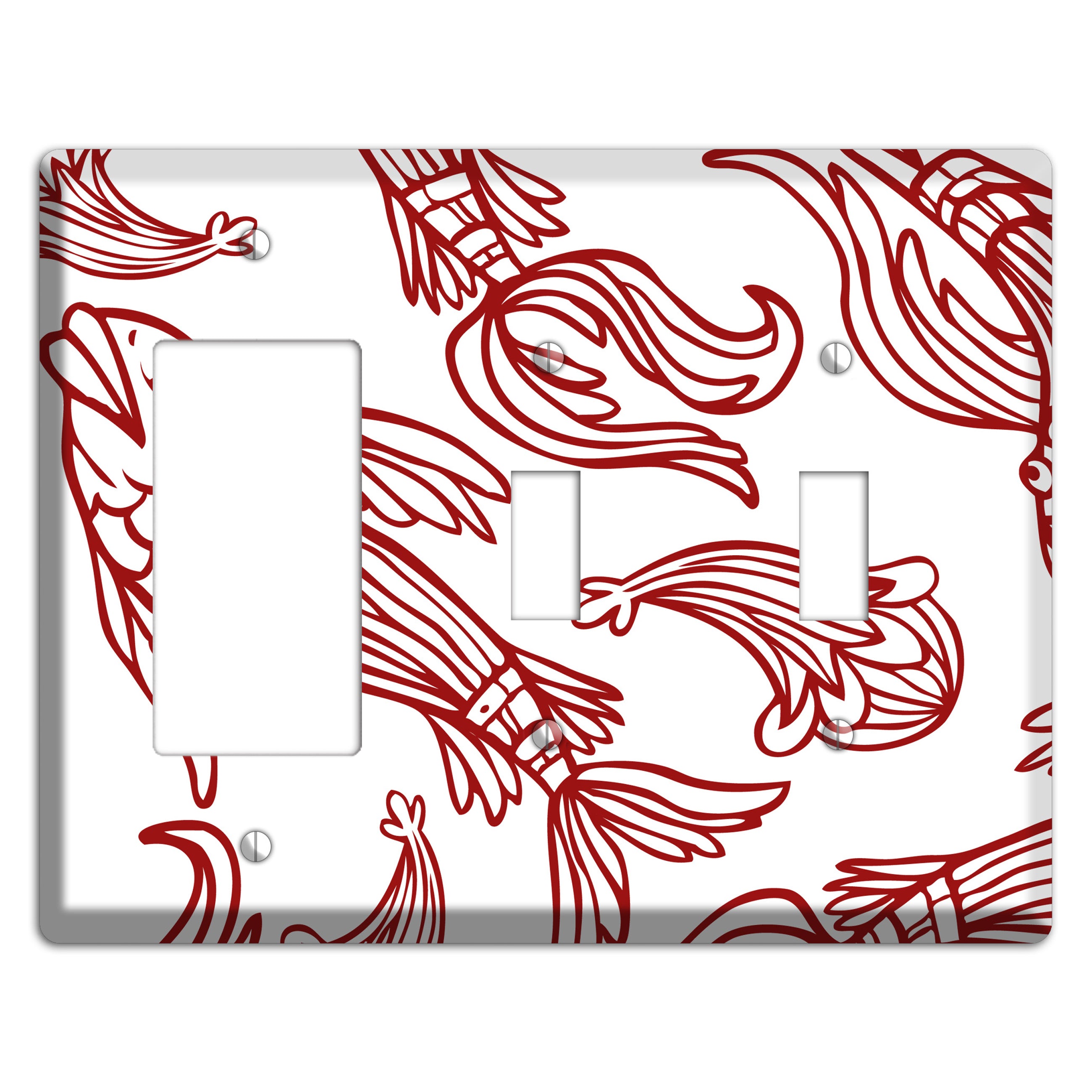 Red and White Koi Rocker / 2 Toggle Wallplate