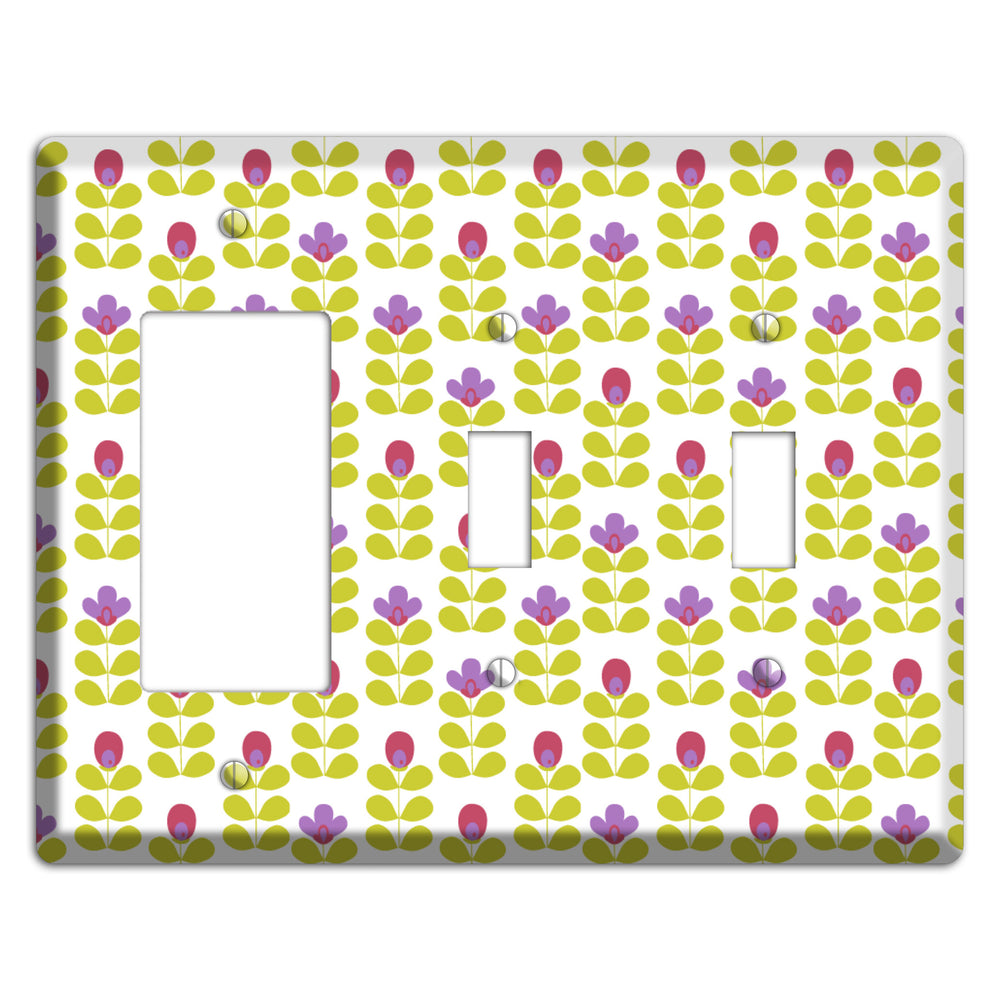 Yellow Small Sprouts Rocker / 2 Toggle Wallplate