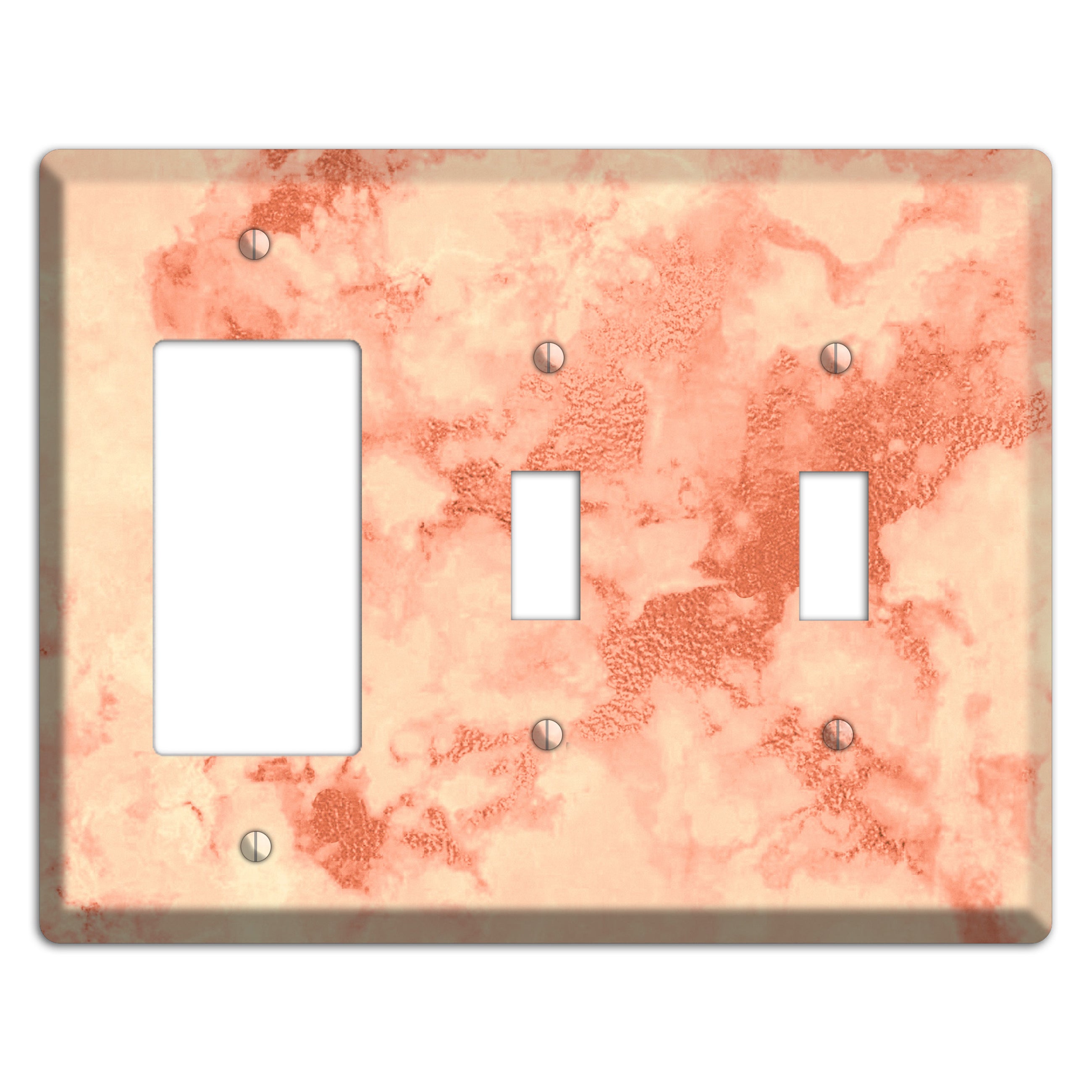 Apricot Peach Marble Rocker / 2 Toggle Wallplate