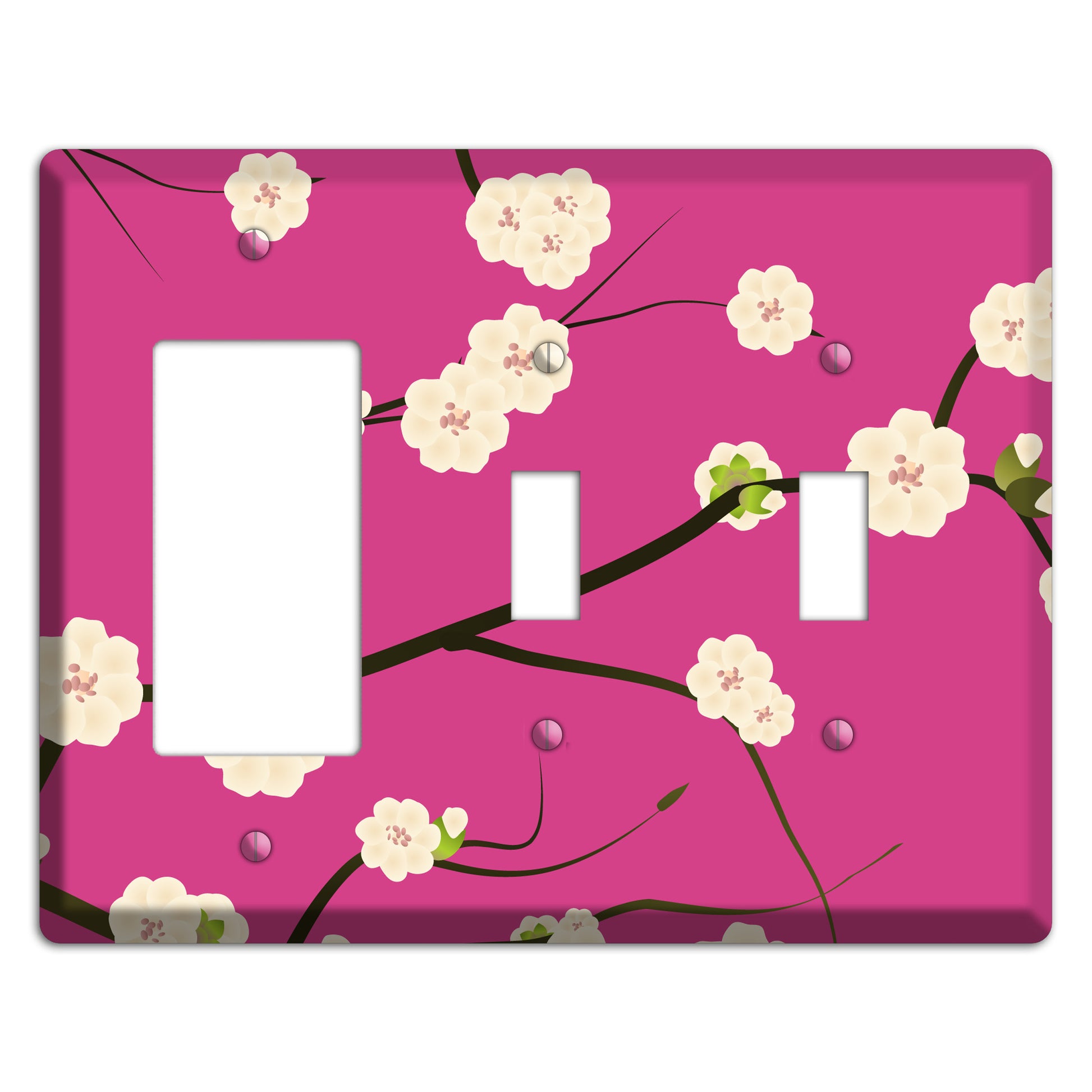 Pink Cherry Blossoms 2 Rocker / 2 Toggle Wallplate