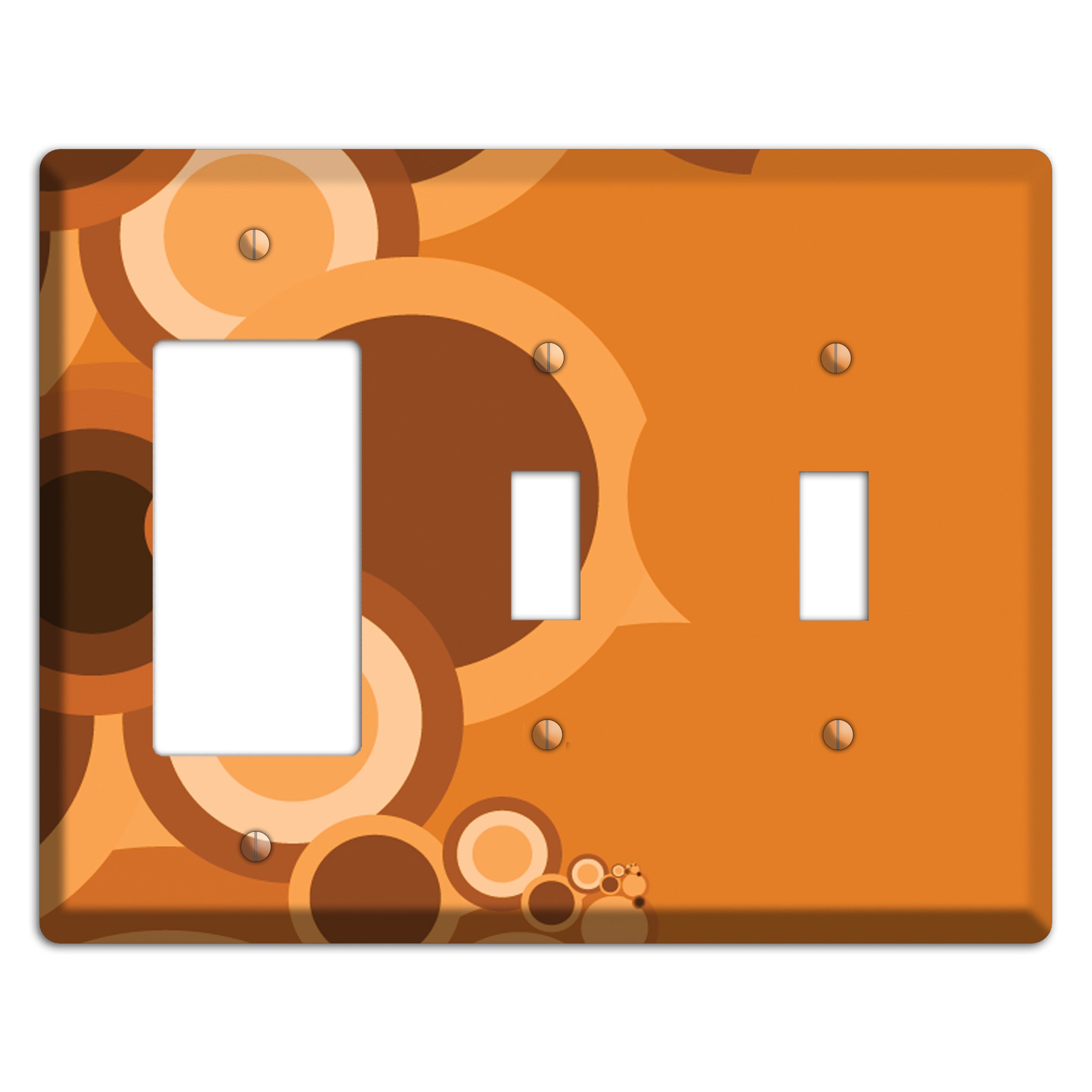 Burnt Orange Circles Rocker / 2 Toggle Wallplate
