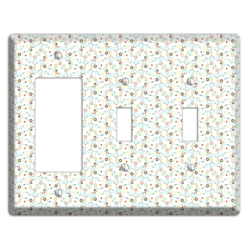 Small Cute Flowers Rocker / 2 Toggle Wallplate