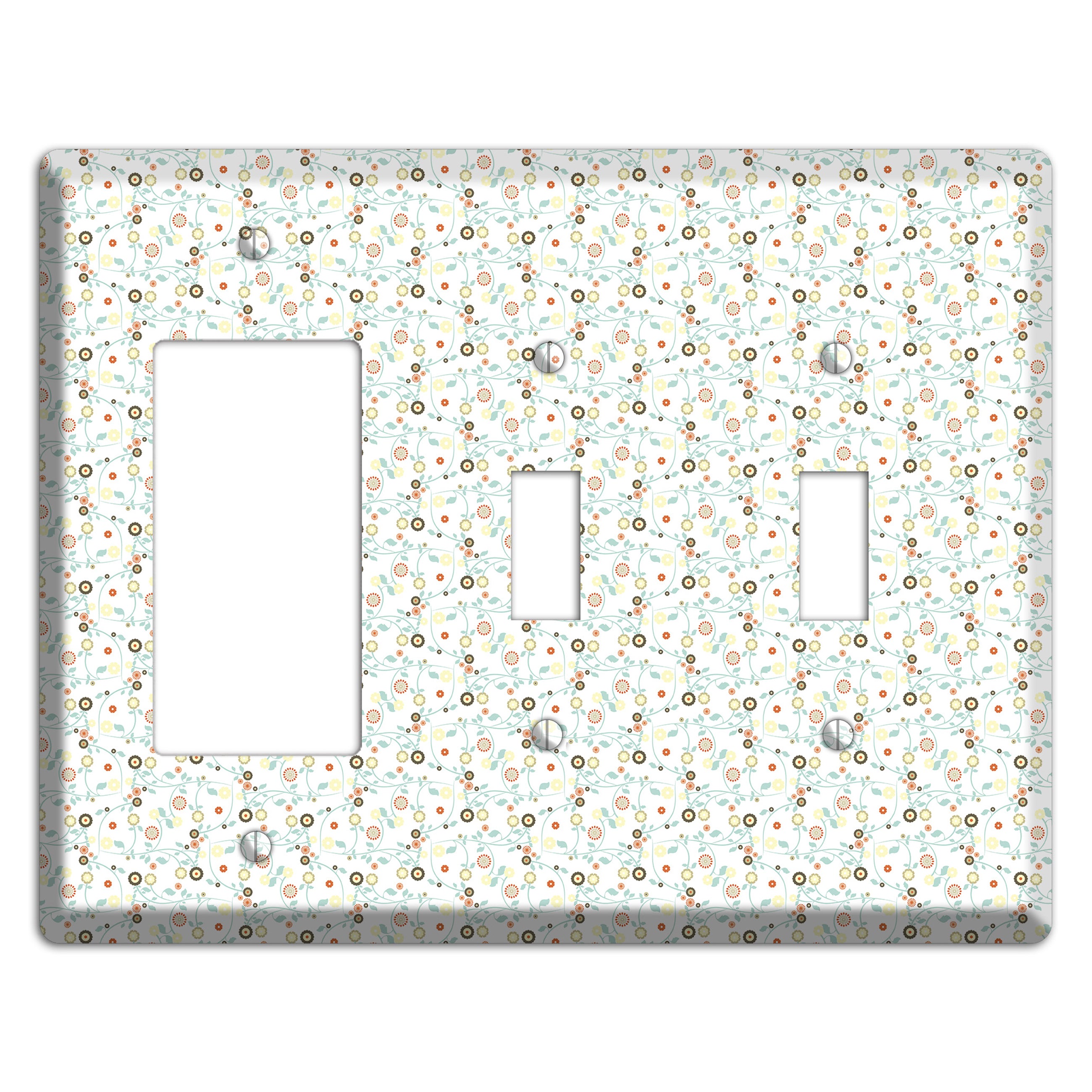 Small Cute Flowers Rocker / 2 Toggle Wallplate