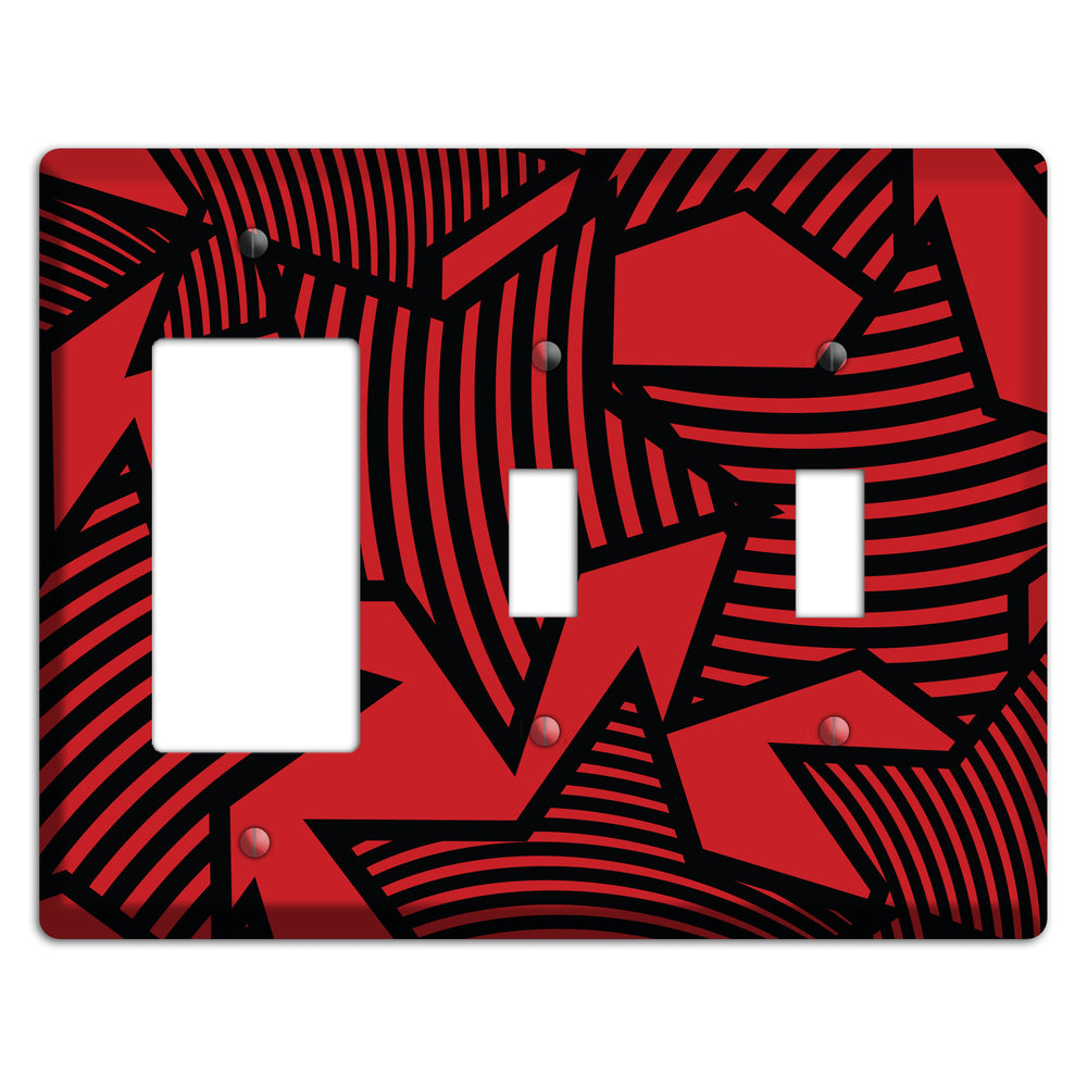 Red with Large Black Stars Rocker / 2 Toggle Wallplate