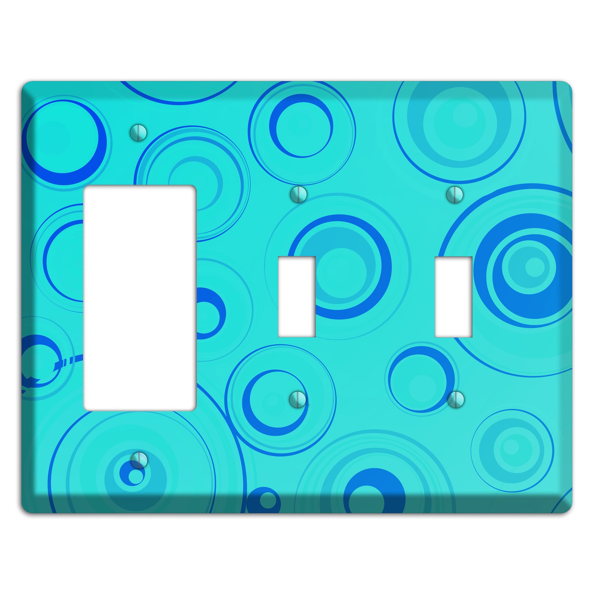 Turquoise Circles Rocker / 2 Toggle Wallplate